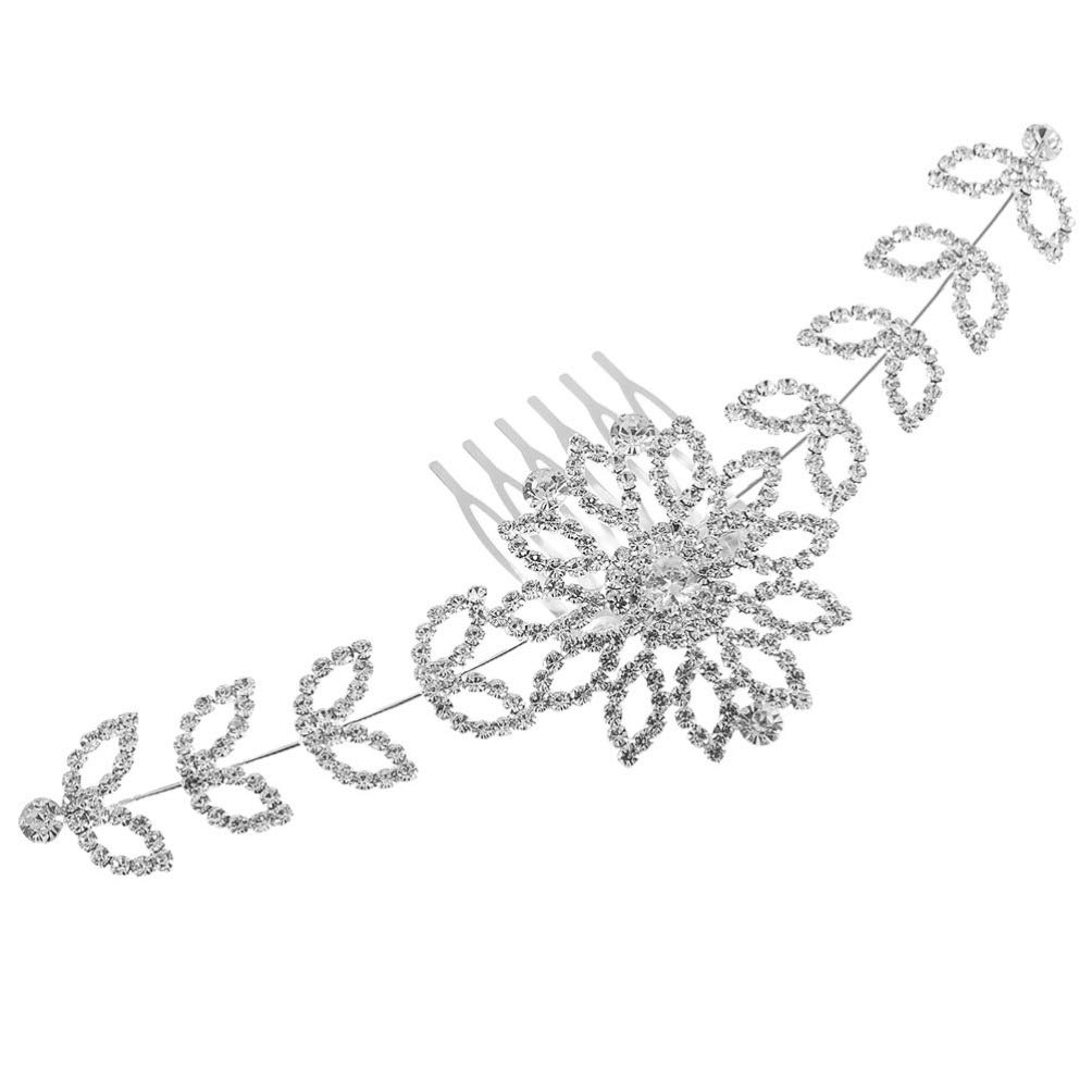 EXCEART Rhinestone Hair Comb with Face Cover & Anti-Slip Ear Extenders - Silver Headwear for Women & Girls | Perfect for Weddings, Parties and Special Occasions