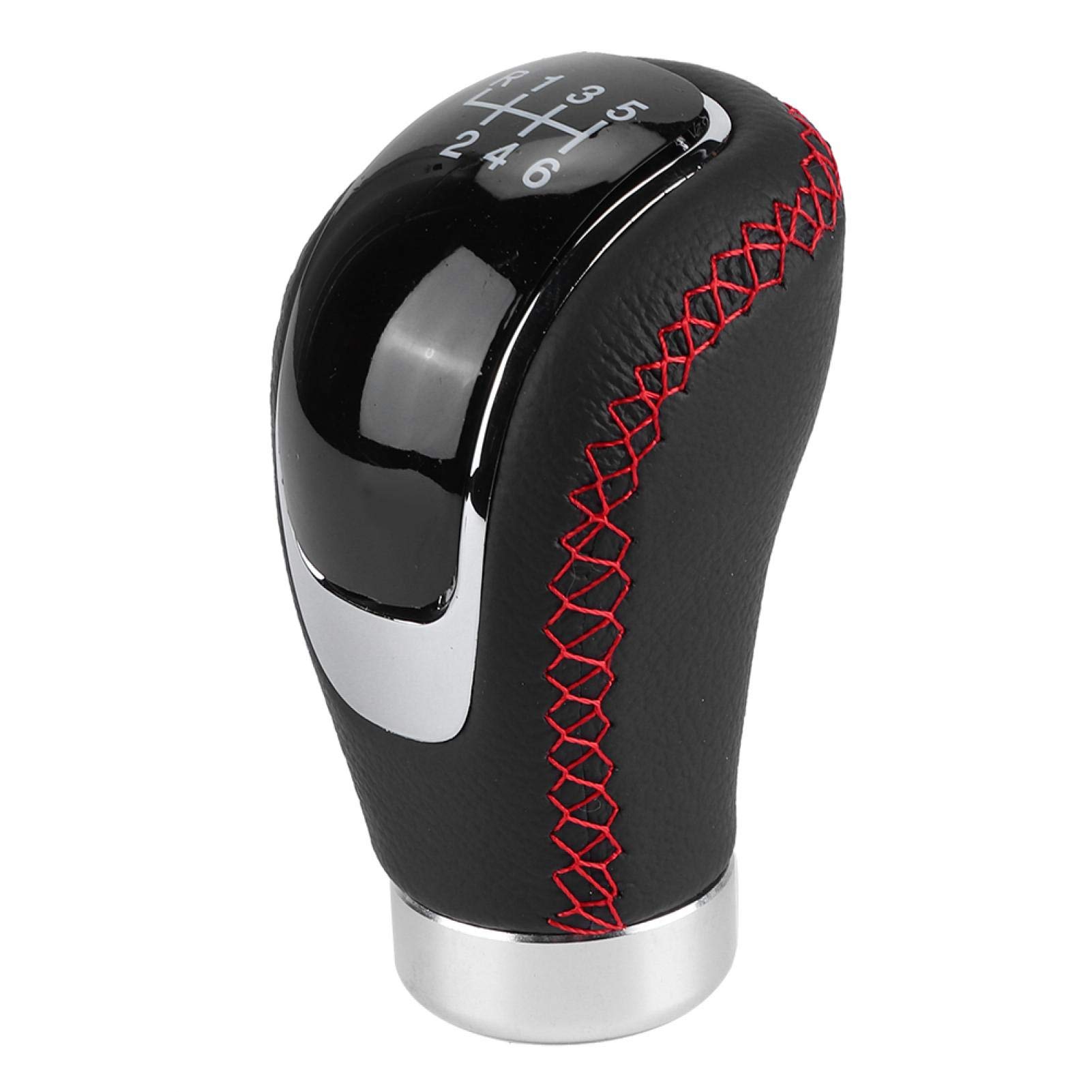 Universal Red Leather Car Gear Shift Knob - 5-Speed & 6-Speed Manual Transmission Shifter Head with Ergonomic Grip - Perfect for Sports Cars, Trucks & Off-Road Vehicles (Red)