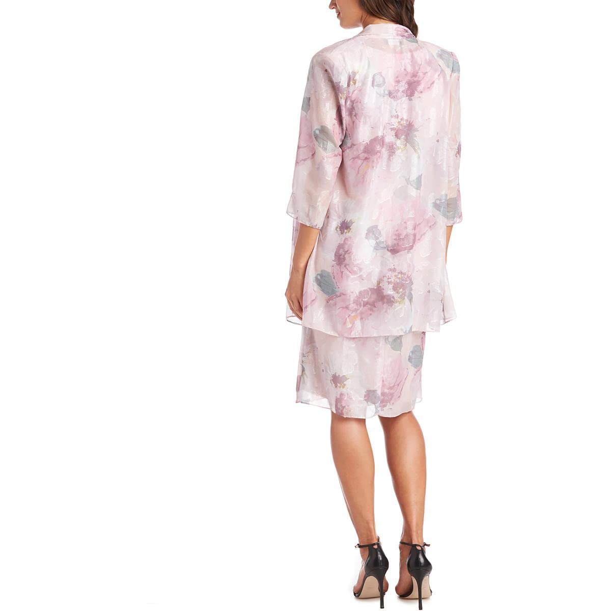R&M Richards Women's Petite Floral 2-Piece Cocktail Dress Party Outfit in Pink Size 10P - Perfect for Weddings, Cocktail Parties & Special Occasions