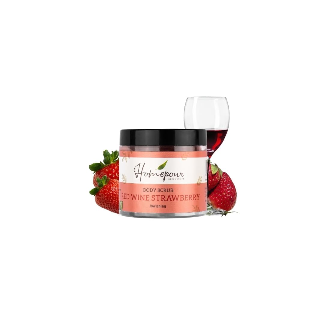Organic Red Wine & Strawberry Body Scrub 100g - Exfoliating & Moisturizing Handmade Skincare - Perfect for Spa Day & Self-Care Routine