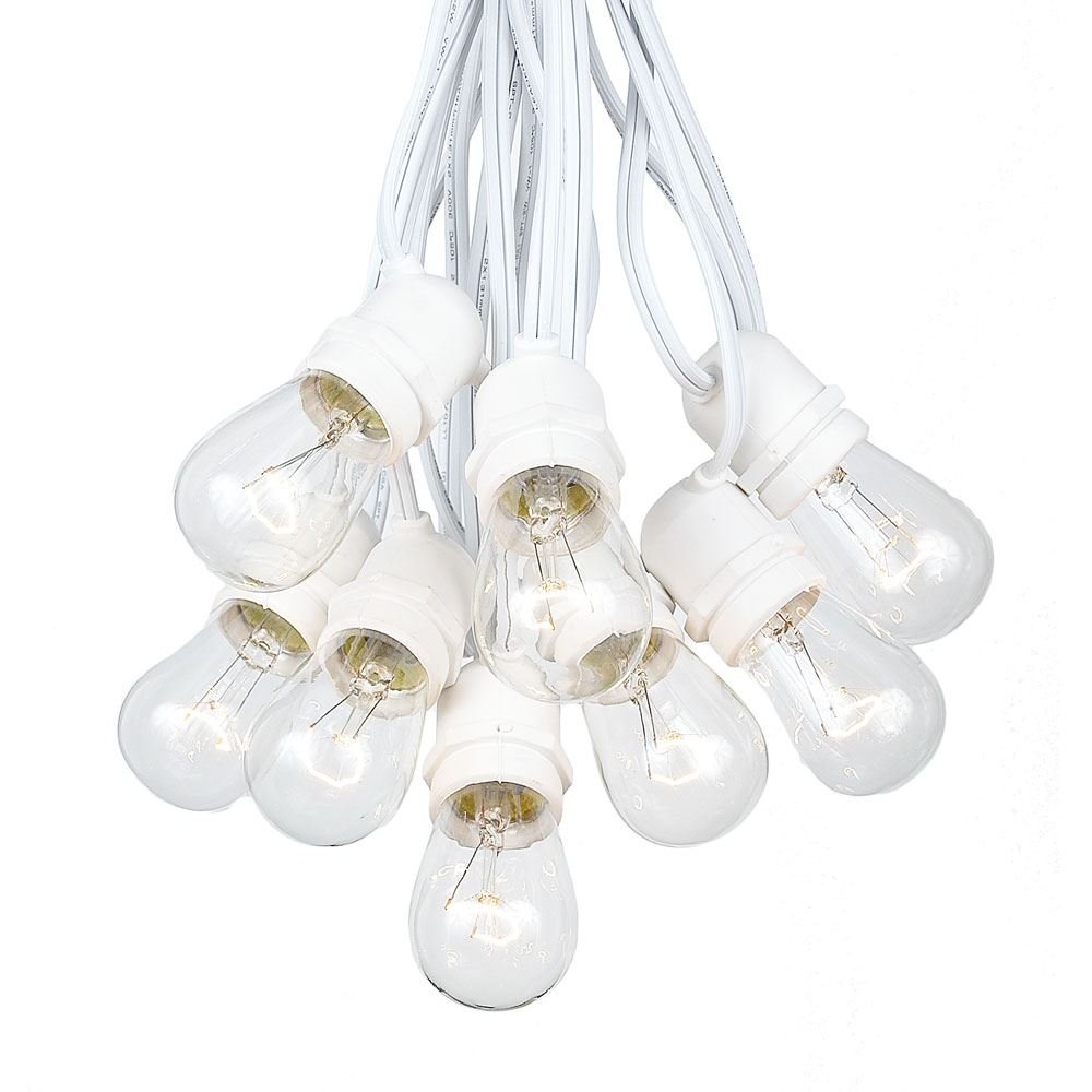100 Foot S14 Edison Outdoor String Lights - Commercial Grade Weatherproof Backyard, Garden, Gazebo, Patio & Cafe Lighting - Vintage Market Light Set with 50 Clear S14 Bulbs & White Wire - Perfect for Weddings, Restaurants, Outdoor Dining & Landscape Decor