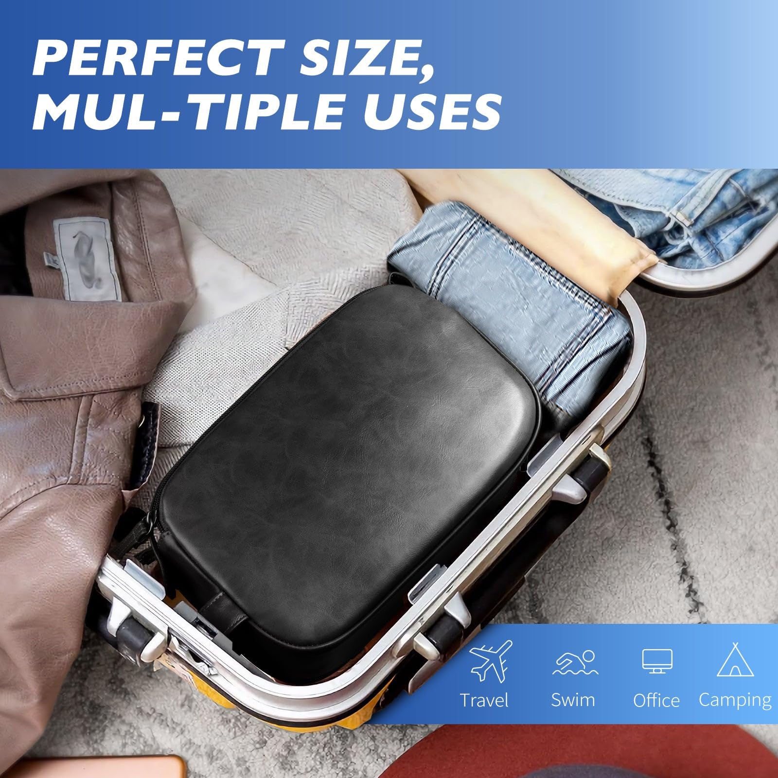 Premium Waterproof Travel Toiletry Bag for Women & Men - Leather Cosmetic Organizer with Handle, Compact Toiletries Case for Cruise, Business Trips & Vacation Essentials (Black, Medium Size) - Perfect for Airplane Carry-on, Gym & Weekend Getaways