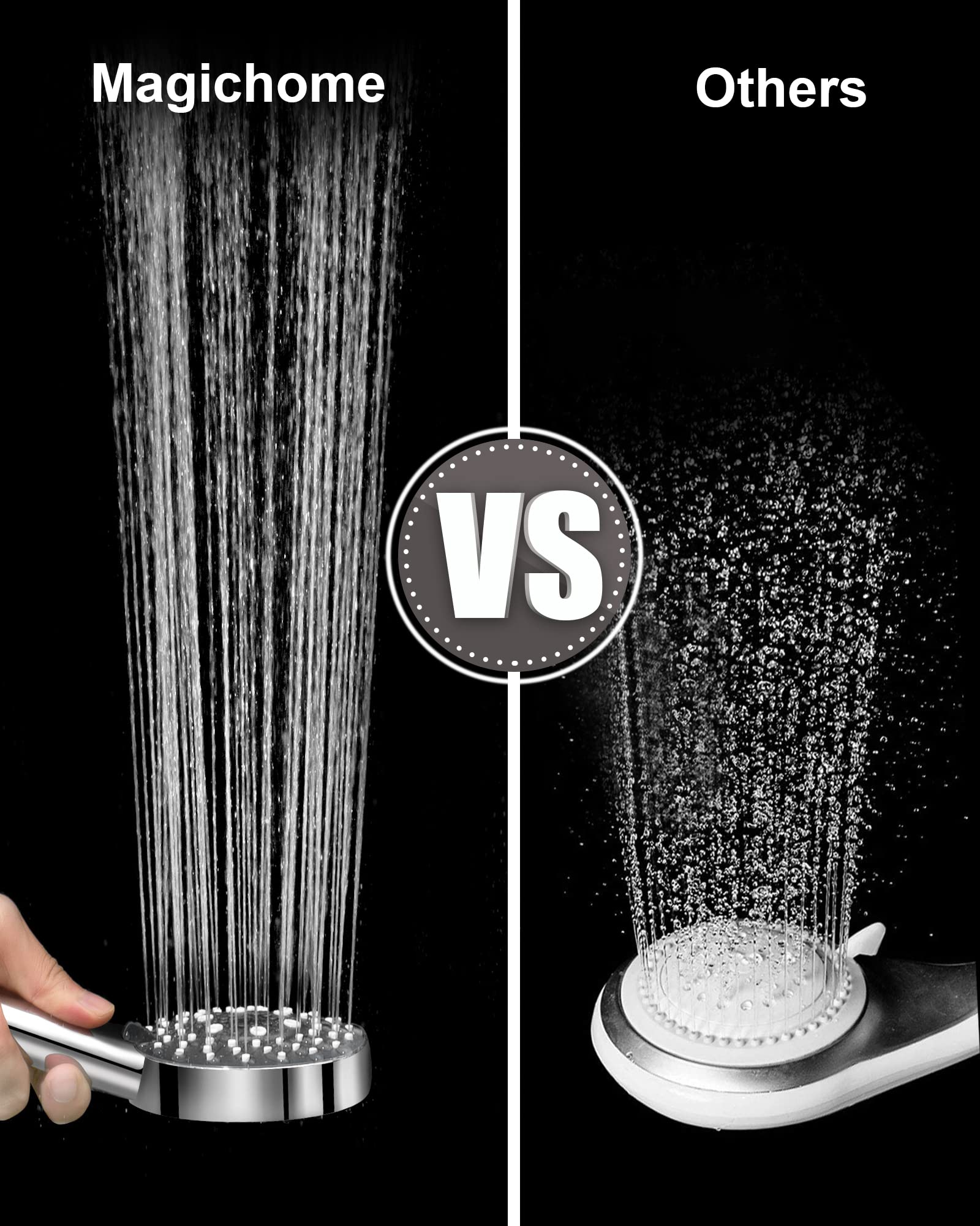 **Magichome High Pressure Shower Head with 5 Spray Modes - Turbocharged Design for Low Water Pressure - Perfect for Bathroom, Spa & Relaxation**