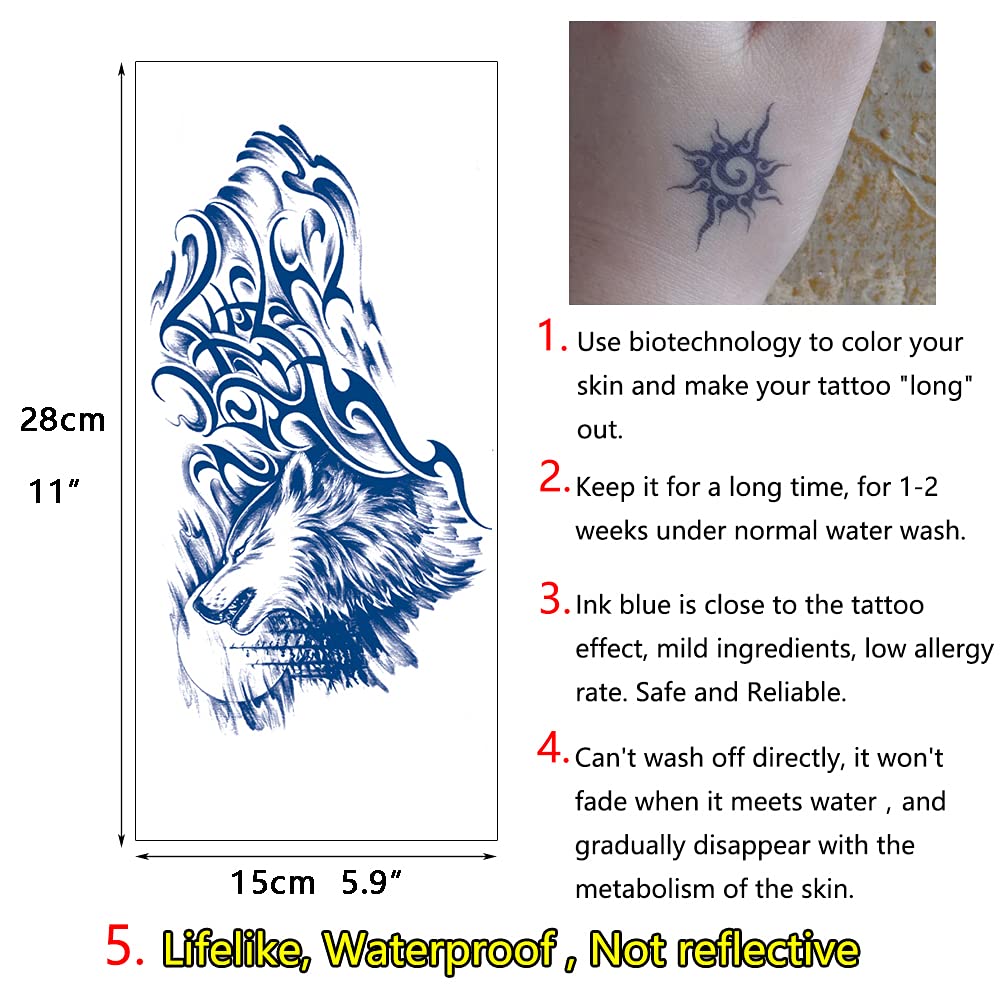 Glaryyears 4-Pack Large Semi-Permanent Chest Tattoos for Men - Dragon, Tiger, Wings & Letter Designs - Waterproof Temporary Tattoos for Shoulder, Upper Back & Thorax - Perfect for Light & Dark Skin | Great for Parties, Halloween, Cosplay & Body Art Enthusiasts
