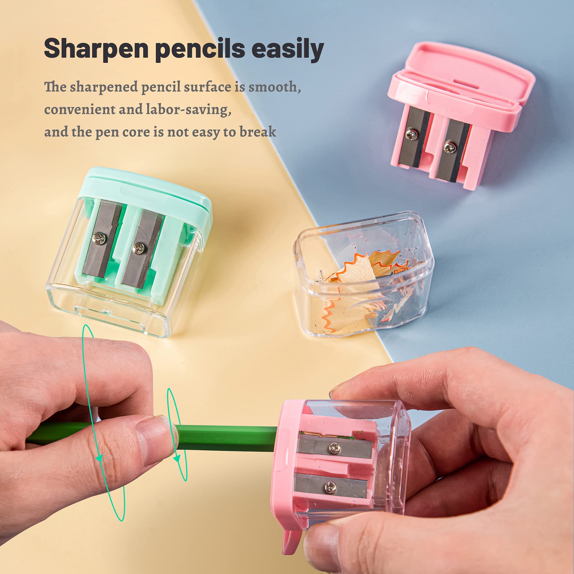 Golcellia 4-Pack Manual Pencil Sharpeners for Kids - Colorful Handheld Sharpeners for School, Classroom & Art Supplies | Perfect for Students, Teachers & Artists