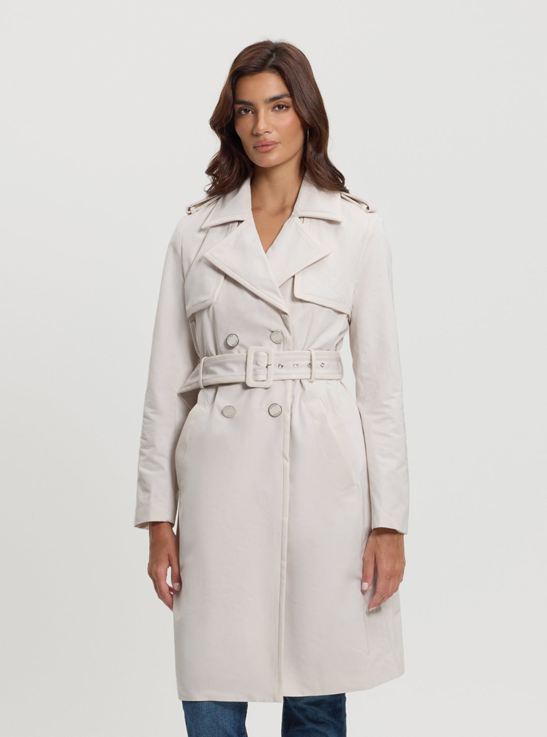 Beige Jenny Trench Coat for Women - Classic Long Waterproof Raincoat with Belt | Perfect for Office, Travel & Fall Fashion