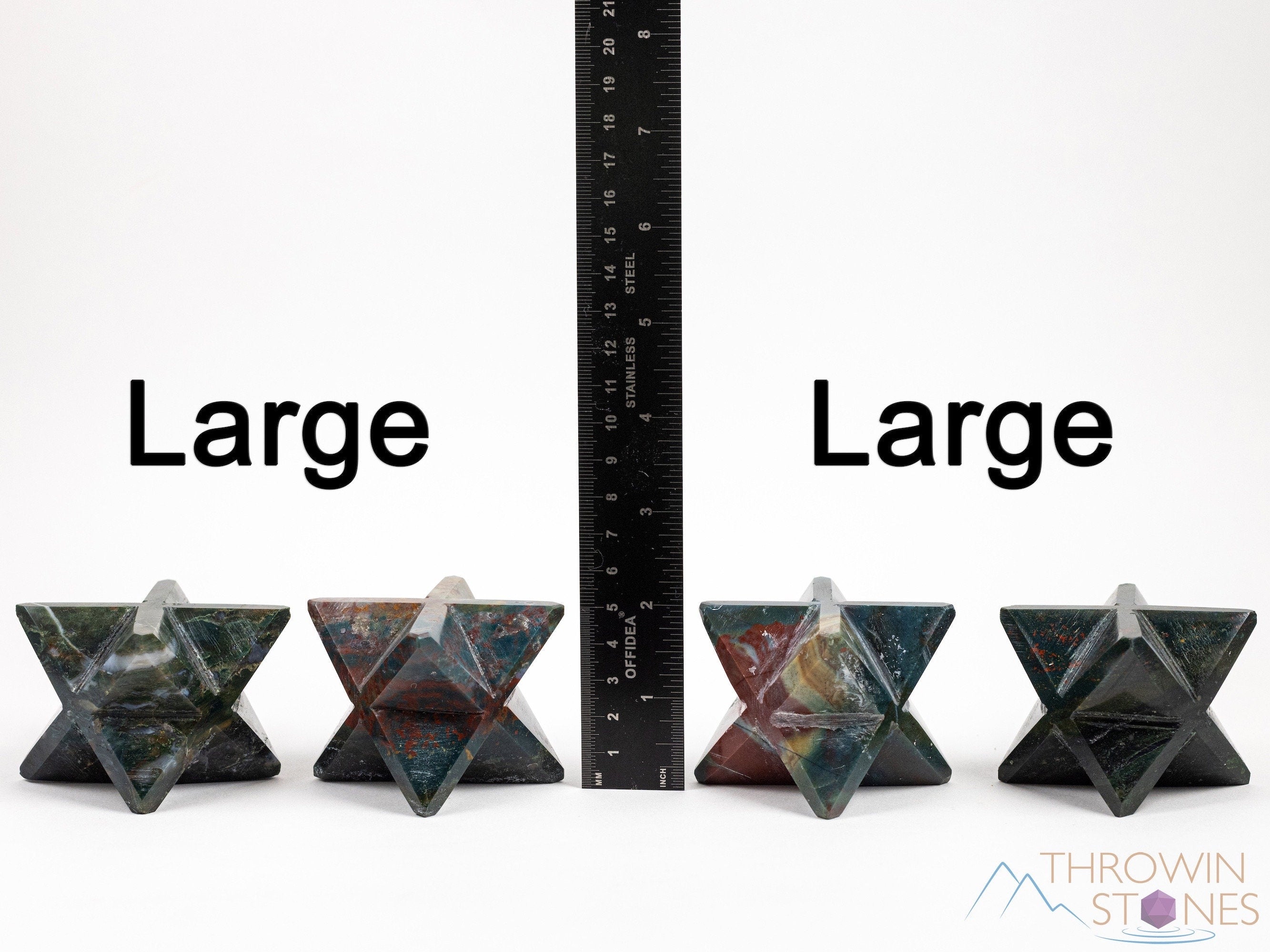 HELIOTROPE BLOODSTONE Crystal Merkaba - Irregular Metaphysical Sacred Geometry Star Pendant | Unique Spiritual Gift for Home Decor & Meditation | Perfect for Energy Healing, Yoga & Sacred Space Decoration (E2164)