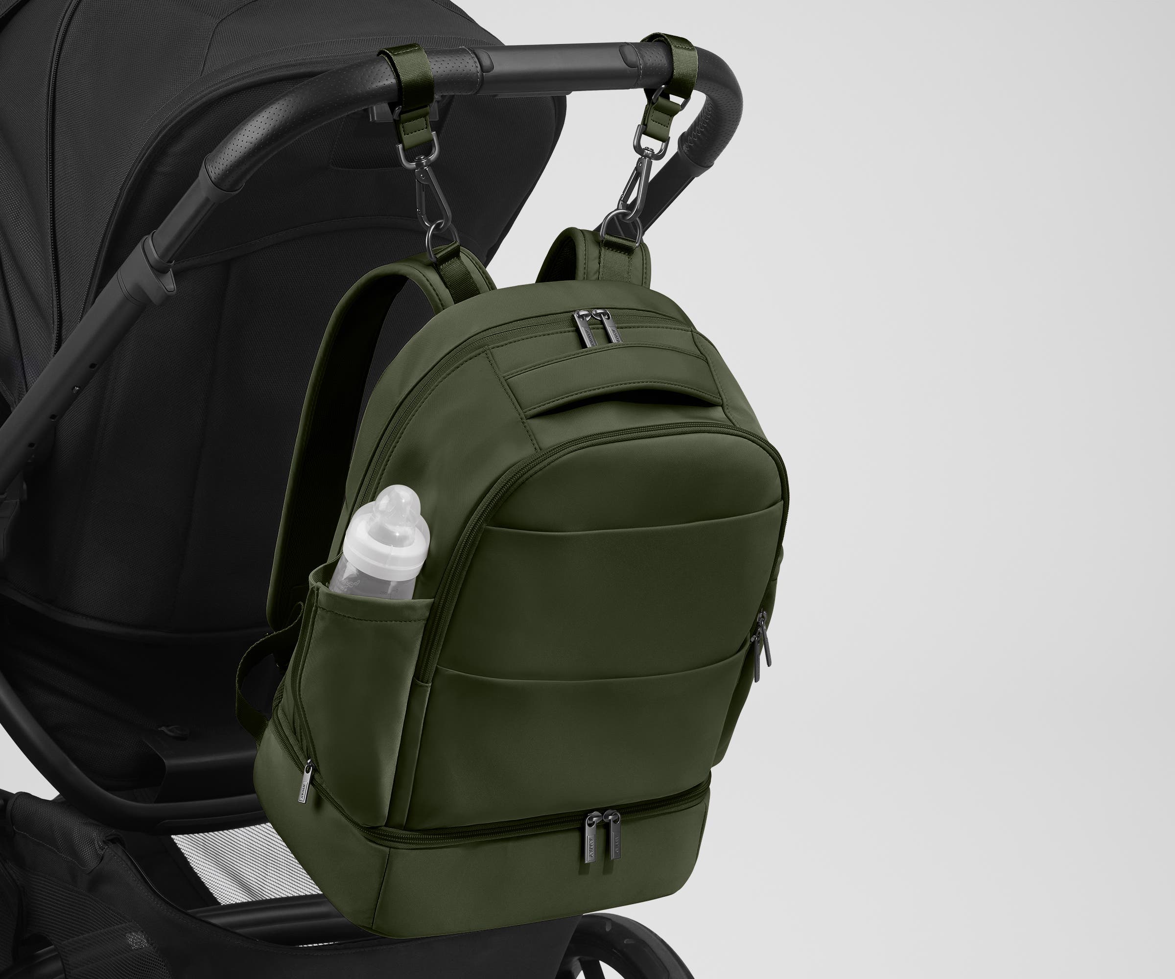 Premium Olive Green Double Diaper Backpack - Spacious Baby Essentials Organizer for Travel, Hiking & Daily Parenting - Waterproof & Durable Diaper Bag for Moms & Dads