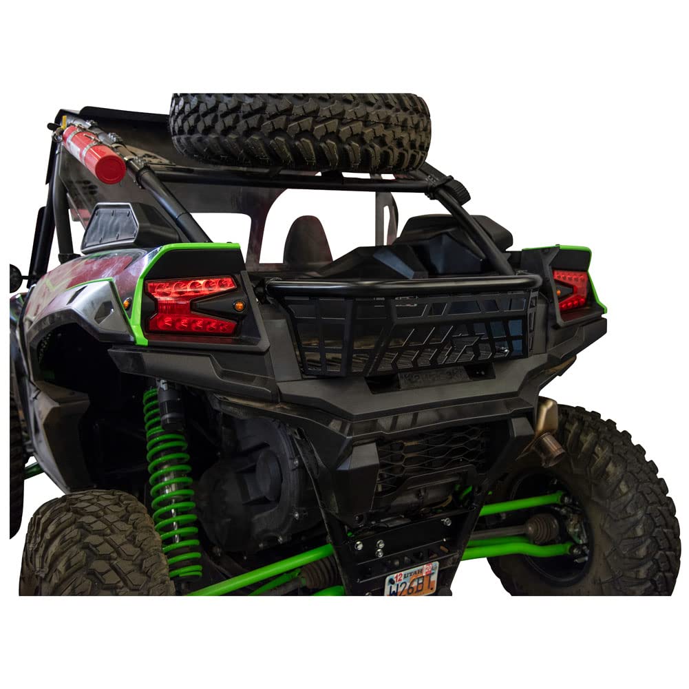 Black Powder Coated Tusk Cargo Barricade for 2022 Kawasaki Teryx KRX 1000 Special Edition - Heavy-Duty Off-Road Protection & Secure Gear Storage for Adventure Riding