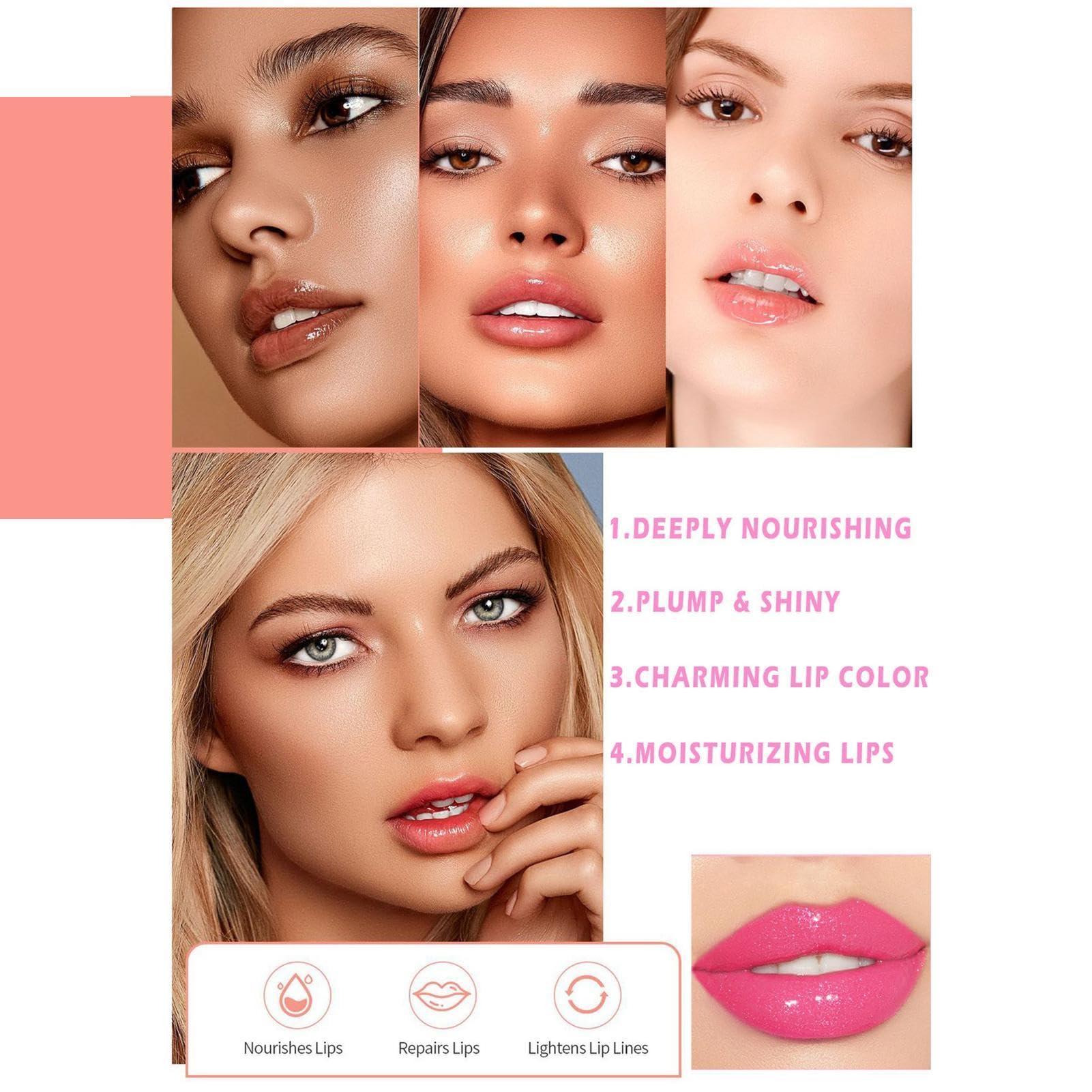 Color Changing Lip Oil with Shimmer & Glitter - Hydrating Transparent Lip Gloss for Women, Lightens Lip Lines & Enhances Pout (6.5ml) - Perfect for Daily Wear, Parties & Special Occasions