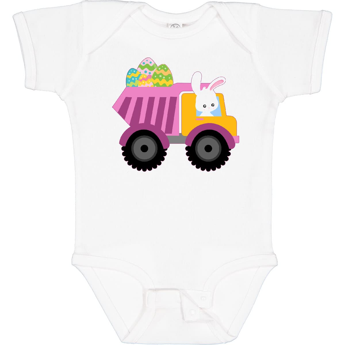 Inktastic Easter Bunny in Dump Truck Delivering Easter Eggs Baby Bodysuit - Cute Easter Outfit for Infants & Toddlers - Perfect for Easter Egg Hunts, Family Photos & Spring Celebrations