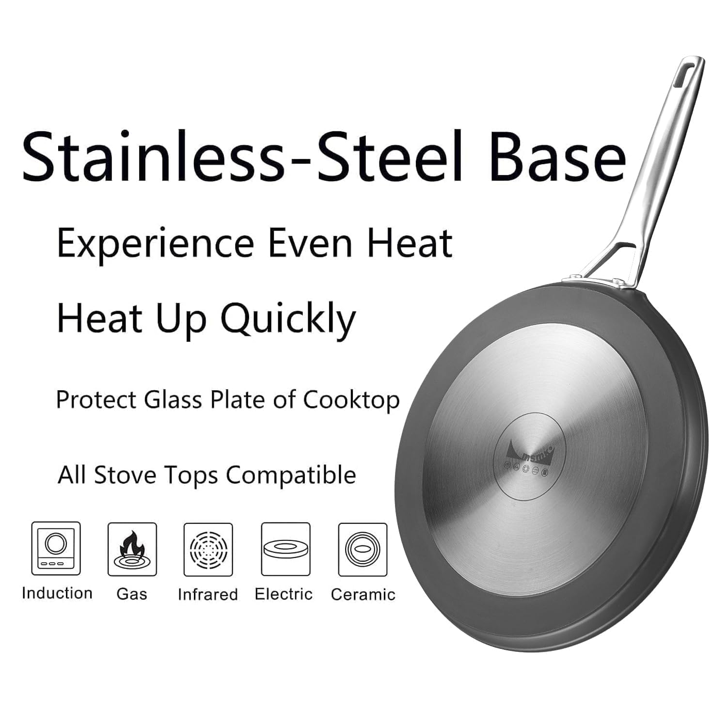 MsMk 9.5 Inch Titanium Ceramic Nonstick Crepe Pan with Spreader - Induction Compatible, PFOA Free, Oven Safe to 700°F - Perfect for Pancakes, Crepes, Dosa, Tortillas & More