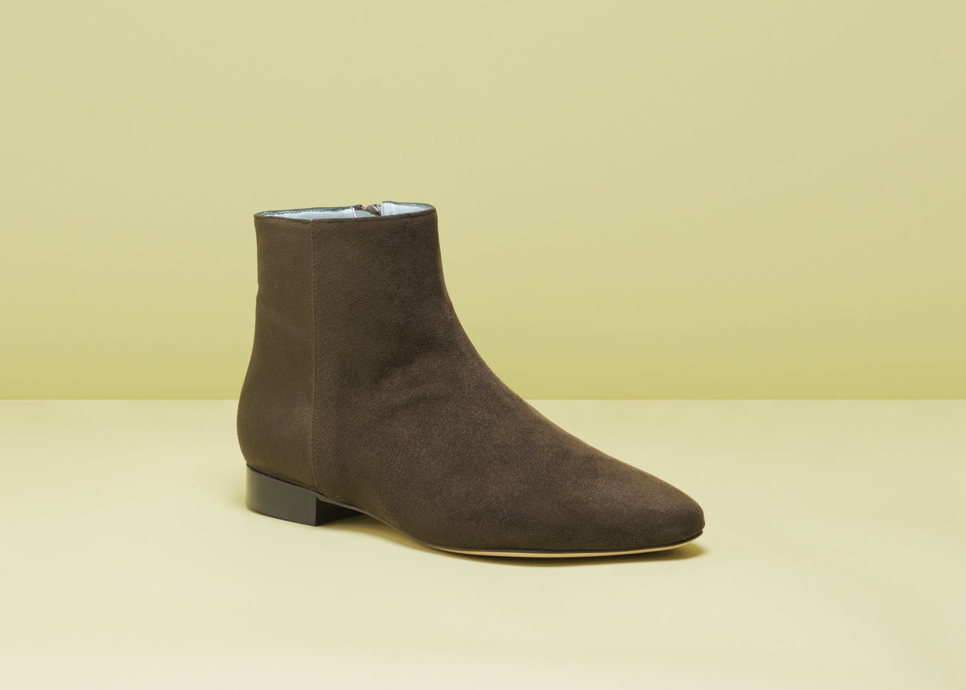 Chiara Vegan Suede Flat Ankle Boots for Women | Comfortable Khaki Booties | Perfect for Casual Outfits, Office Wear & Fall Fashion