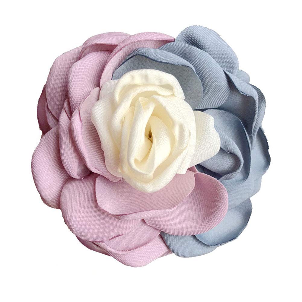2PCS Large Rose Flower Hair Clips with Bow - Elegant Hair Claws for Women, Hair Accessories Jewelry (Pink & Blue) - Perfect for Weddings, Parties & Daily Styling