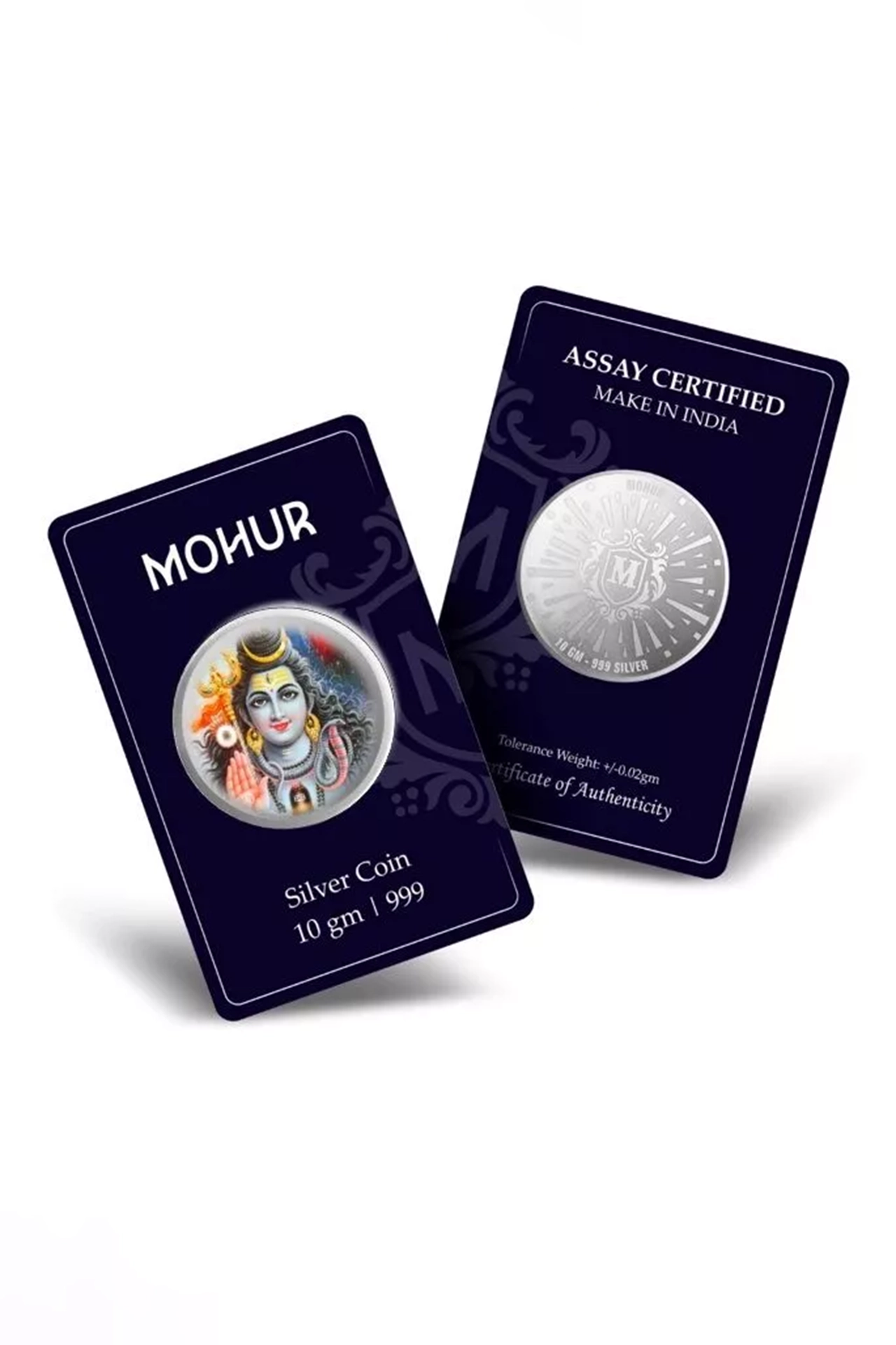 999 Pure Silver Shiv Ji Coins (Design 28) - Authentic Hindu Religious Collectible for Pooja, Meditation & Home Decor