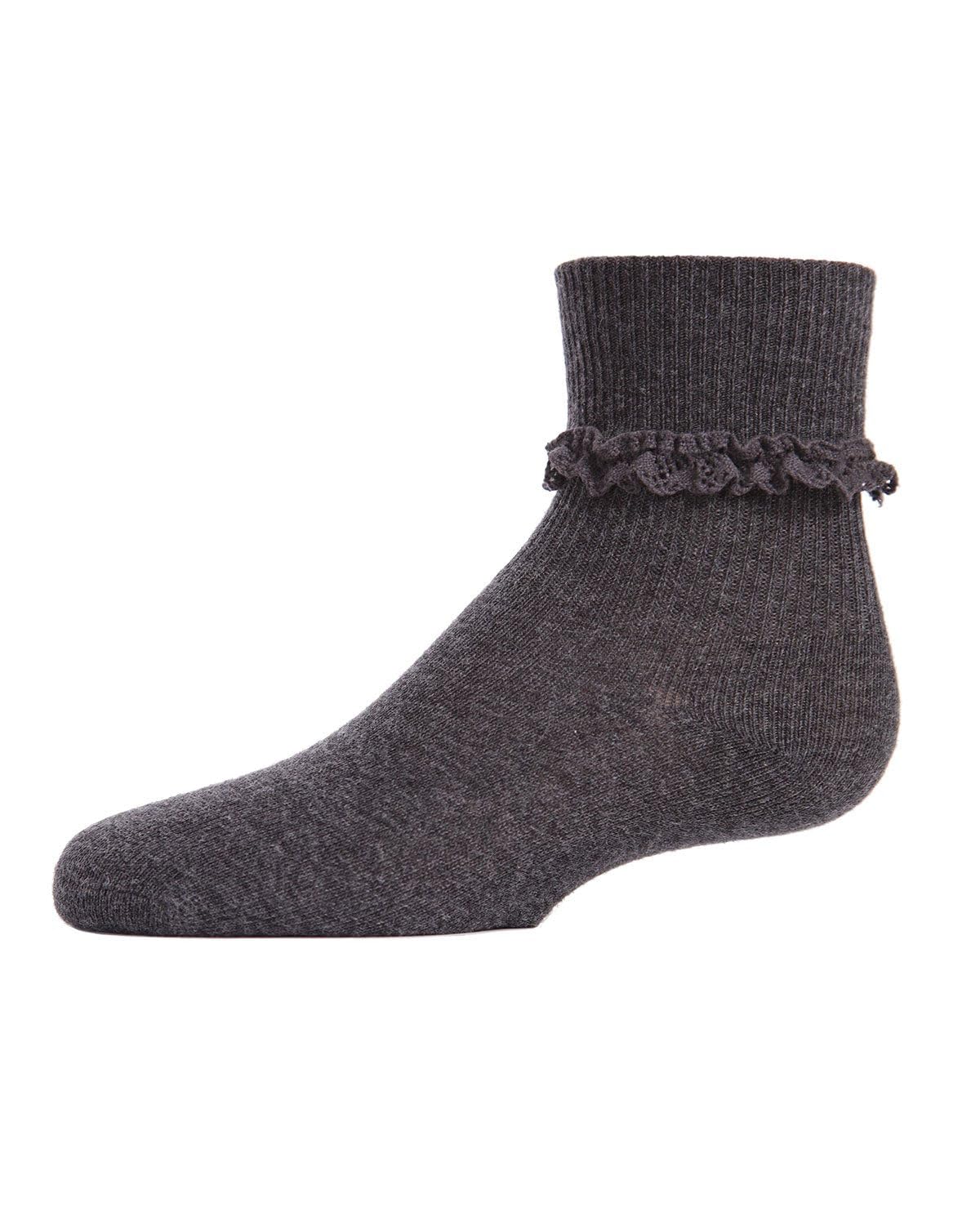 MeMoi Girls' Ruffle Eyelet Cotton Blend Anklet Socks - Cute & Comfortable Ankle Socks for School, Dress Up & Everyday Wear
