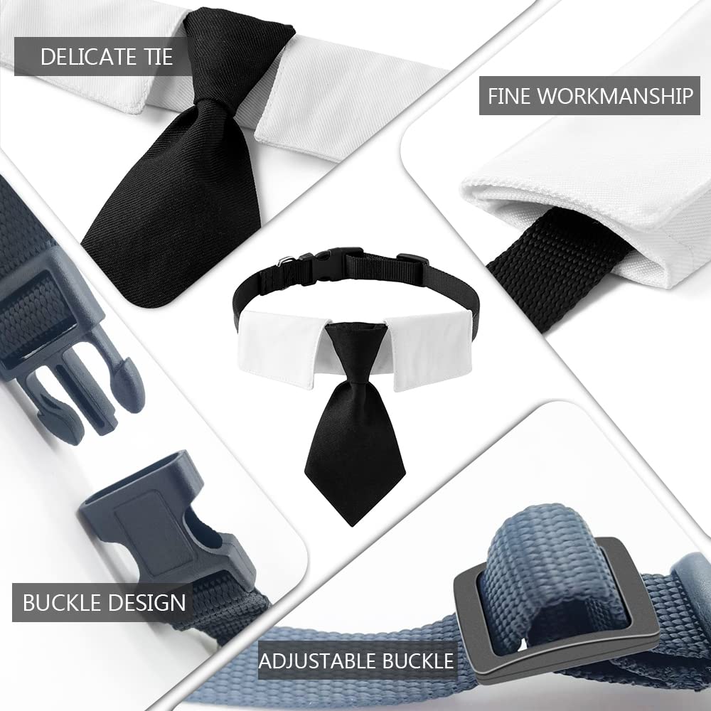 Premium Soft Polyester Dog Bow Tie Collar with Adjustable Metal Buckle - Comfortable Pet Neckwear for Small, Medium & Large Dogs (Black/White) - Perfect for Weddings, Parties & Special Occasions