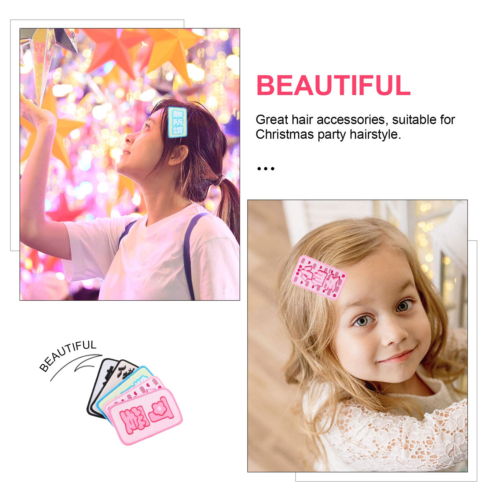 5pcs Barber Hair Bangs Pad & Fringe Stickers - Hair Patch Clip & Letter Stickers for Hairstyling, Cosplay & DIY Hair Accessories - Perfect for Salon, Costume Parties & Creative Hairstyles
