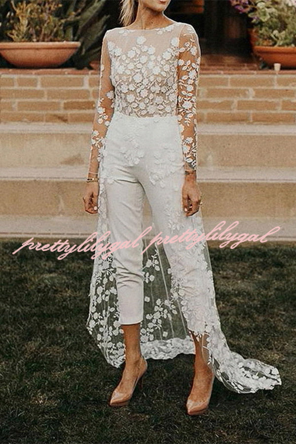 Elegant White Wedding Jumpsuit for Women - Chic Bridal Romper for Beach Elopement & Summer Weddings