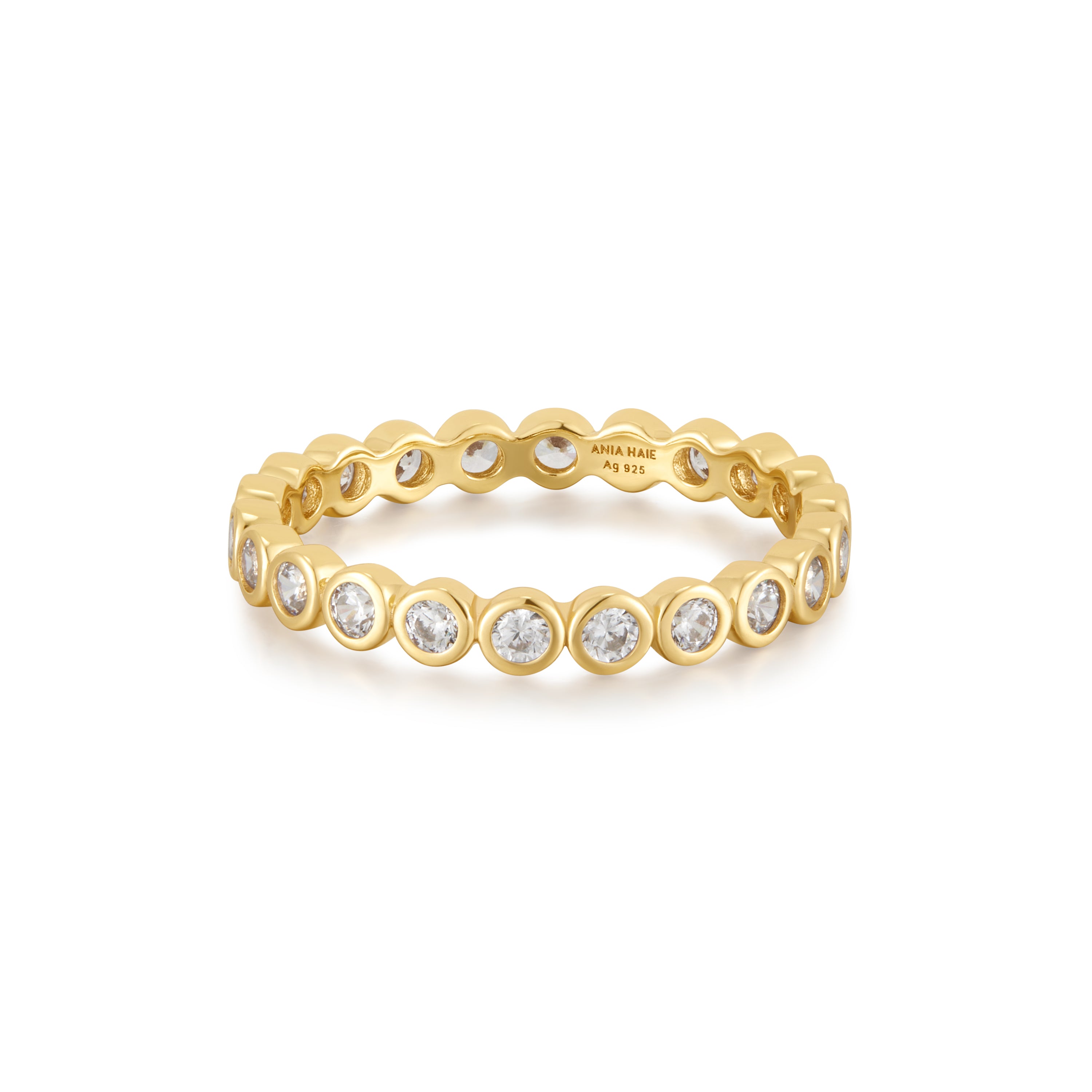 14K Gold Bezel Set Ring for Women - Elegant Stackable Minimalist Band for Everyday Wear & Special Occasions