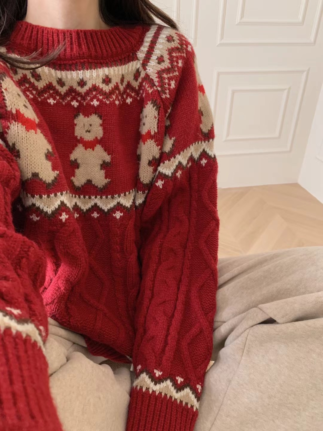 Vintage Knit Sweater for Women - Cozy Loose Fit Winter Christmas Pullover - Perfect for Holiday Parties & Casual Outfits