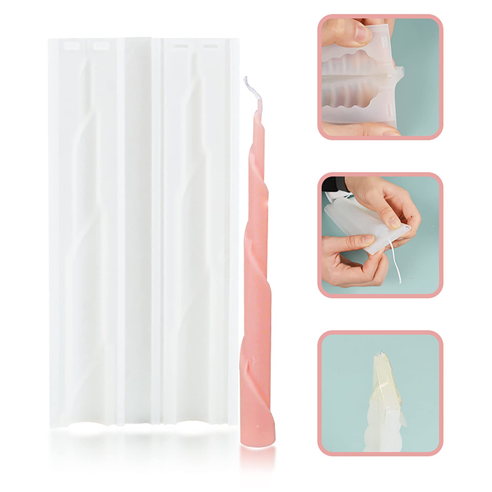 8 Pack Spiral Candle Molds - Premium Silicone Pillar Candle Cylinder Molds for DIY Candle Making (8 Unique Designs) - Perfect for Home Decor, Wedding Centerpieces & Relaxing Aromatherapy Candles