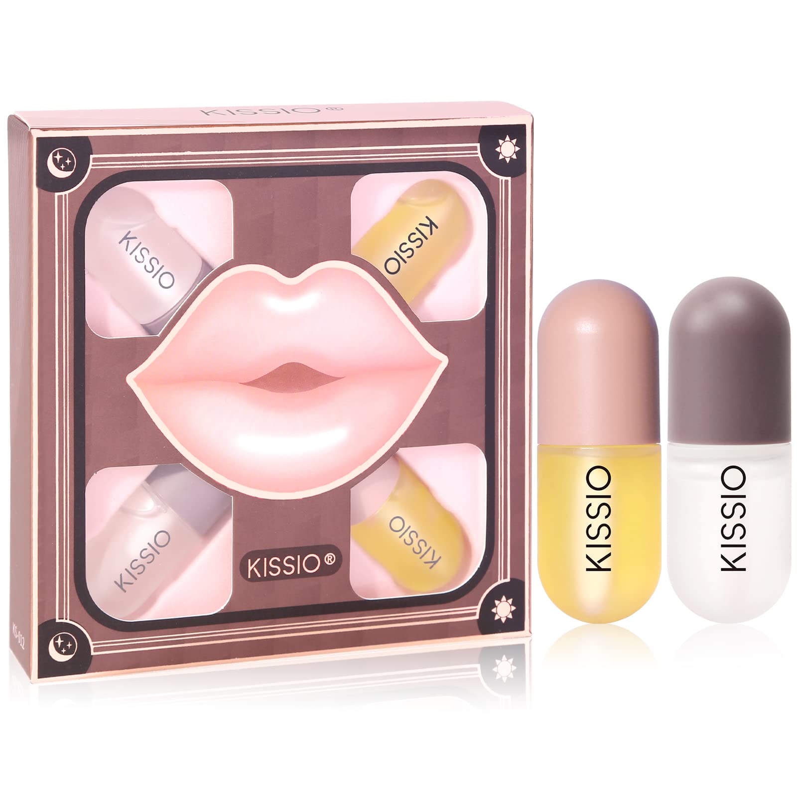 KISSIO Lip Plumper Set - 4PCS Natural Lip Plumping Gloss & Moisturizing Care for Day & Night Use | Cruelty-Free Vegan Formula (5.5ml x4) | Perfect for Date Night, Parties & Daily Lip Enhancement