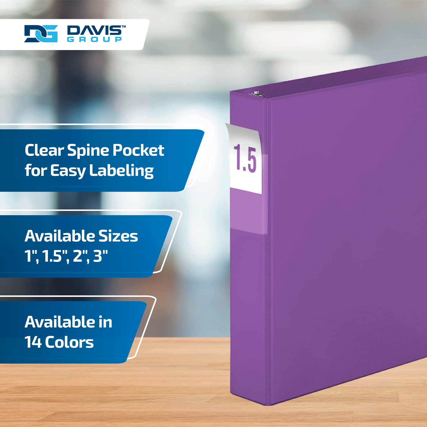 Premium 1.5-Inch 3-Ring Binders - D Ring Notebook Organizer for School, Office & Home - 6-Pack Colorful Purple Binders - Perfect for Class Projects, Work Documents & Home Organization