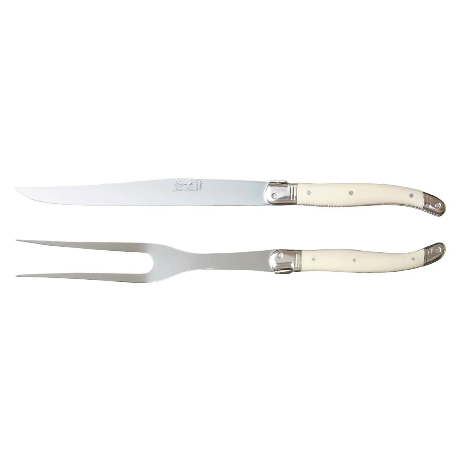 Miranda Style Jean Neron Laguioles Stainless Steel Carving Knife & Fork Set - Premium Steak Knife Set for Fine Dining, BBQ & Kitchen Use