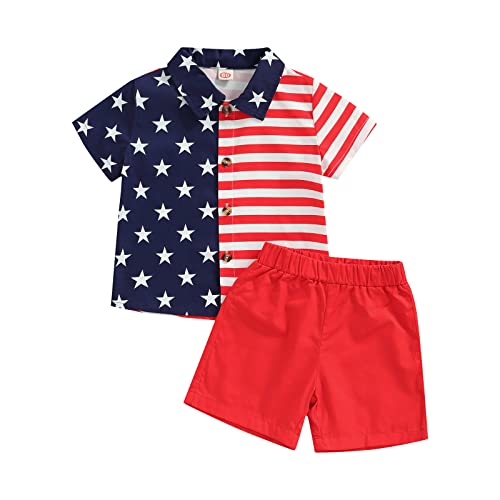Striped Star Usa Shirt+red Shorts