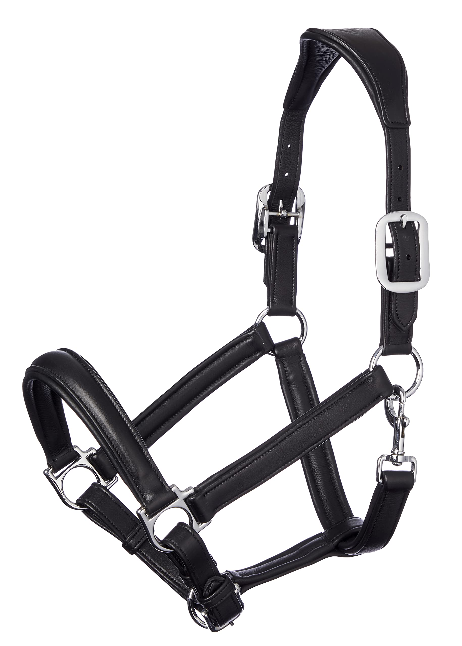 LeMieux Anatomic Padded Leather Horse Headcollar with Metal Fittings - Adjustable Equestrian Head Collar for Comfort & Control - Perfect for Training, Grooming & Stable Use