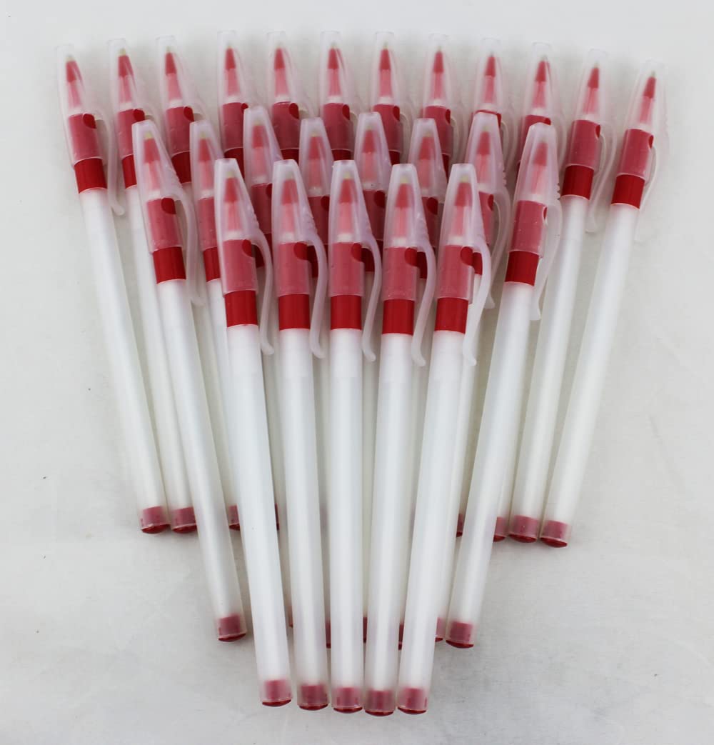 EZPENCILS & GIFTS Bulk Blank Translucent Pens with Black Ink & Red Grip - 10-Pack Office School Supplies for Note Taking, Gift Giving & Promotional Events