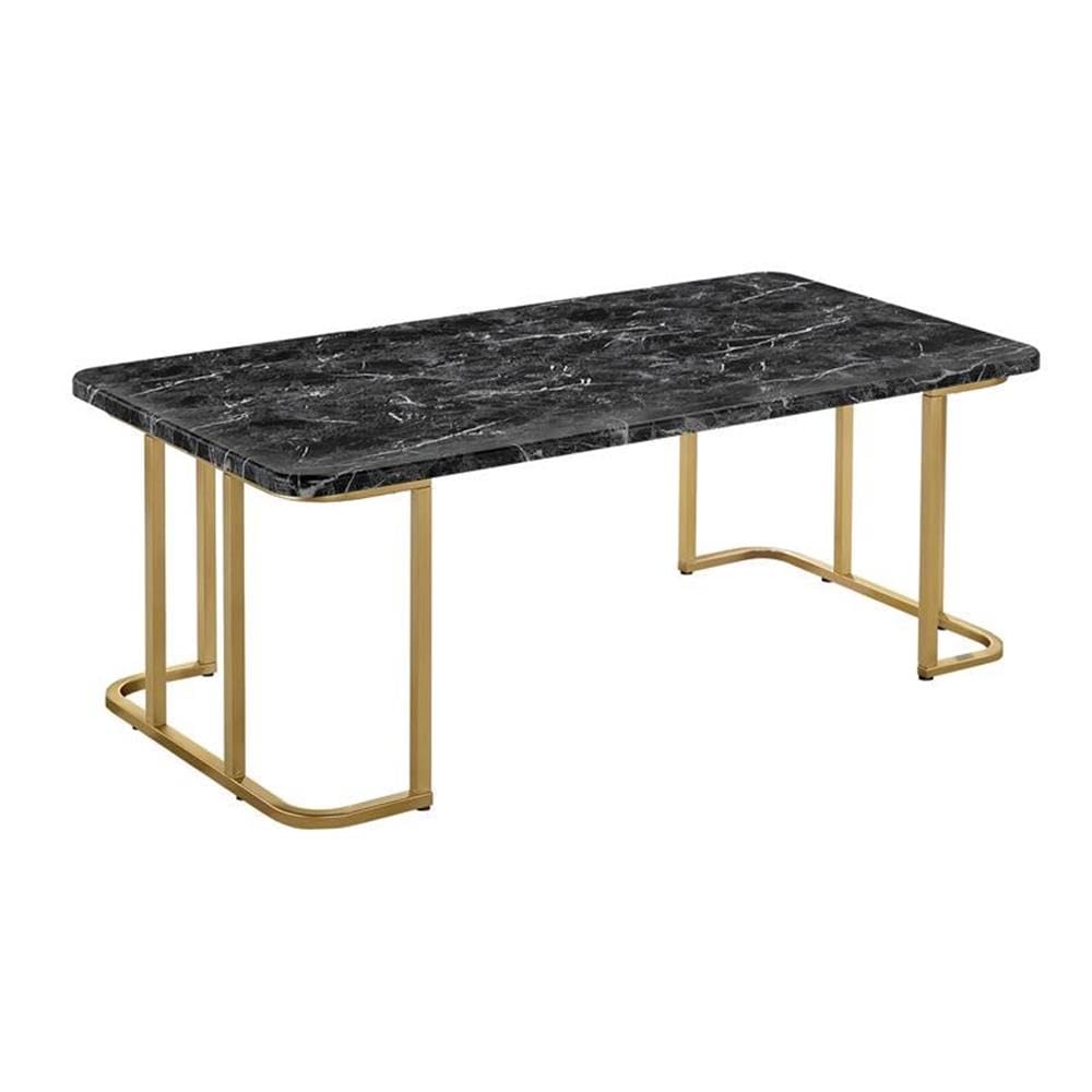 Furniture of America Clotten Modern Black Metal Coffee Table - Stylish Living Room Centerpiece for Home Decor