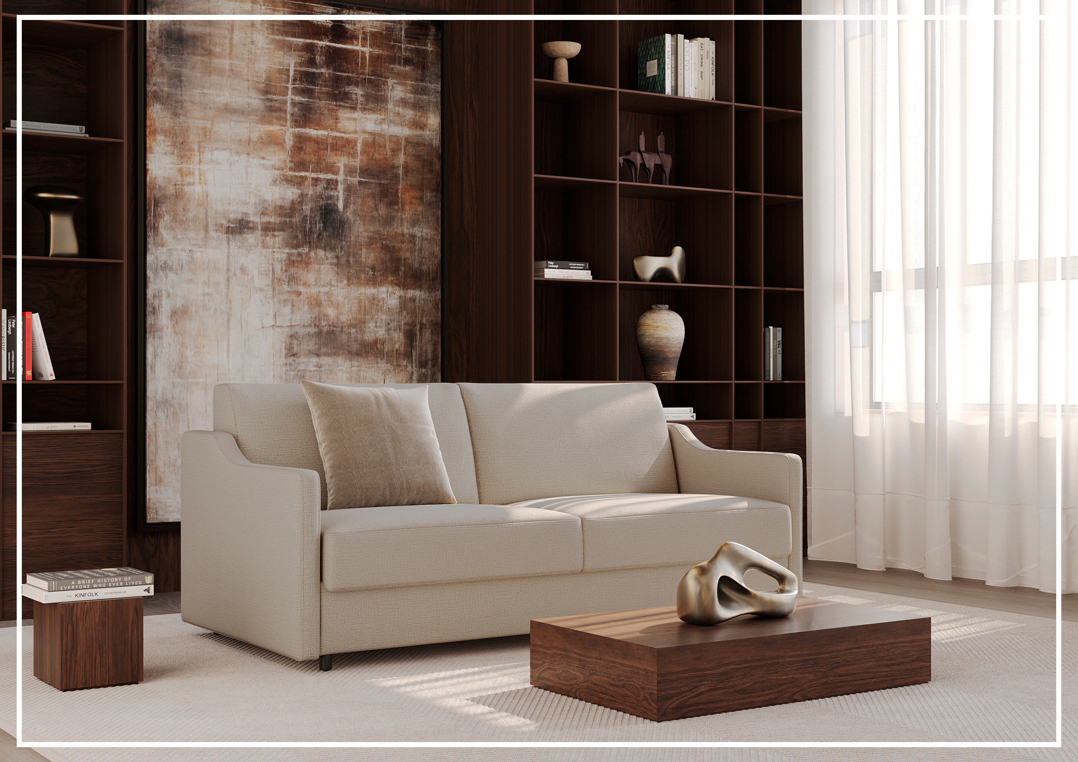 Innovation Living Carnell Fabric 2-Seater Queen Size Sofa Bed - Convertible Sleeper Sofa for Small Spaces, Guest Room & Apartment Living