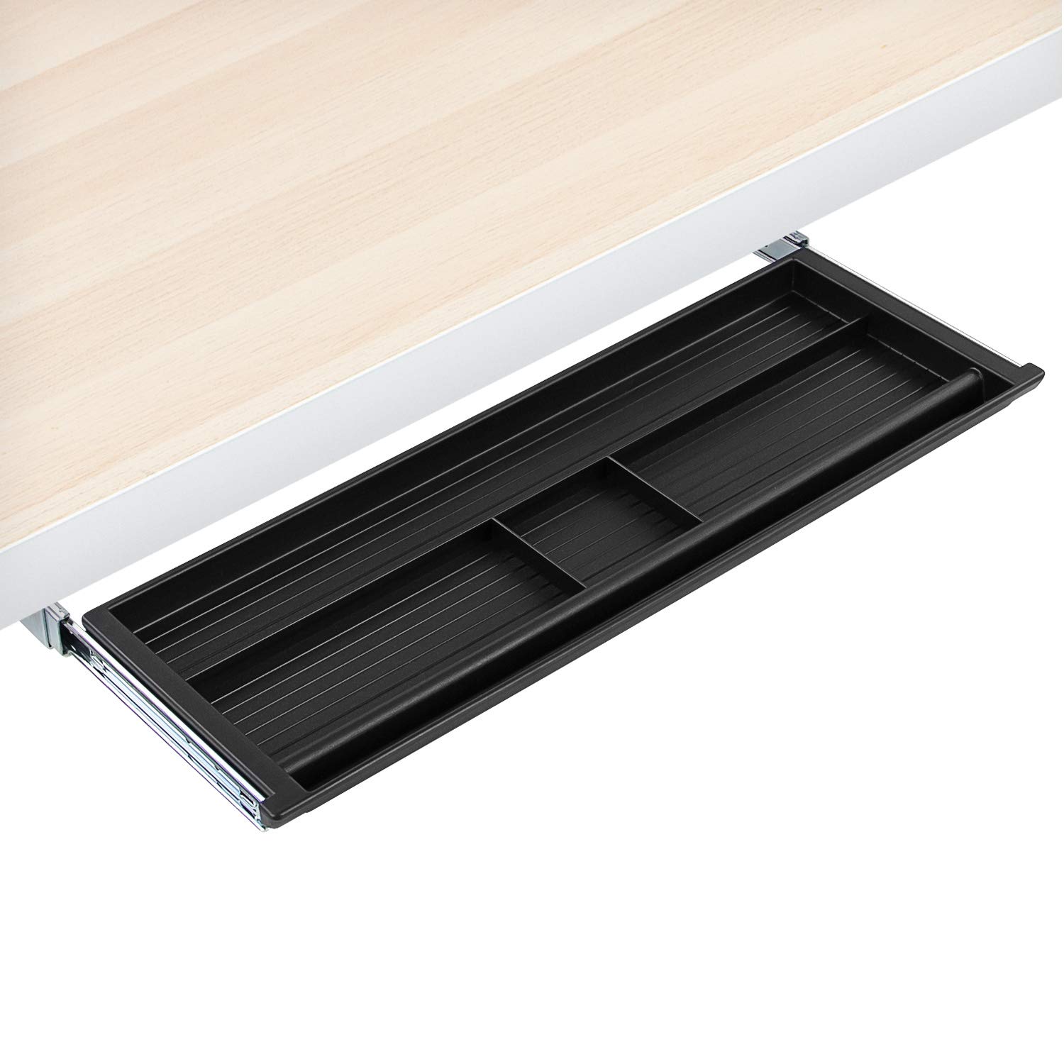 Mount-It! 21.2 Inch Wide Under Desk Pencil Drawer - Slide Out Office Organizer Tray for Pens, Pencils & Supplies, Black - Perfect for Home Office & Workspace Organization