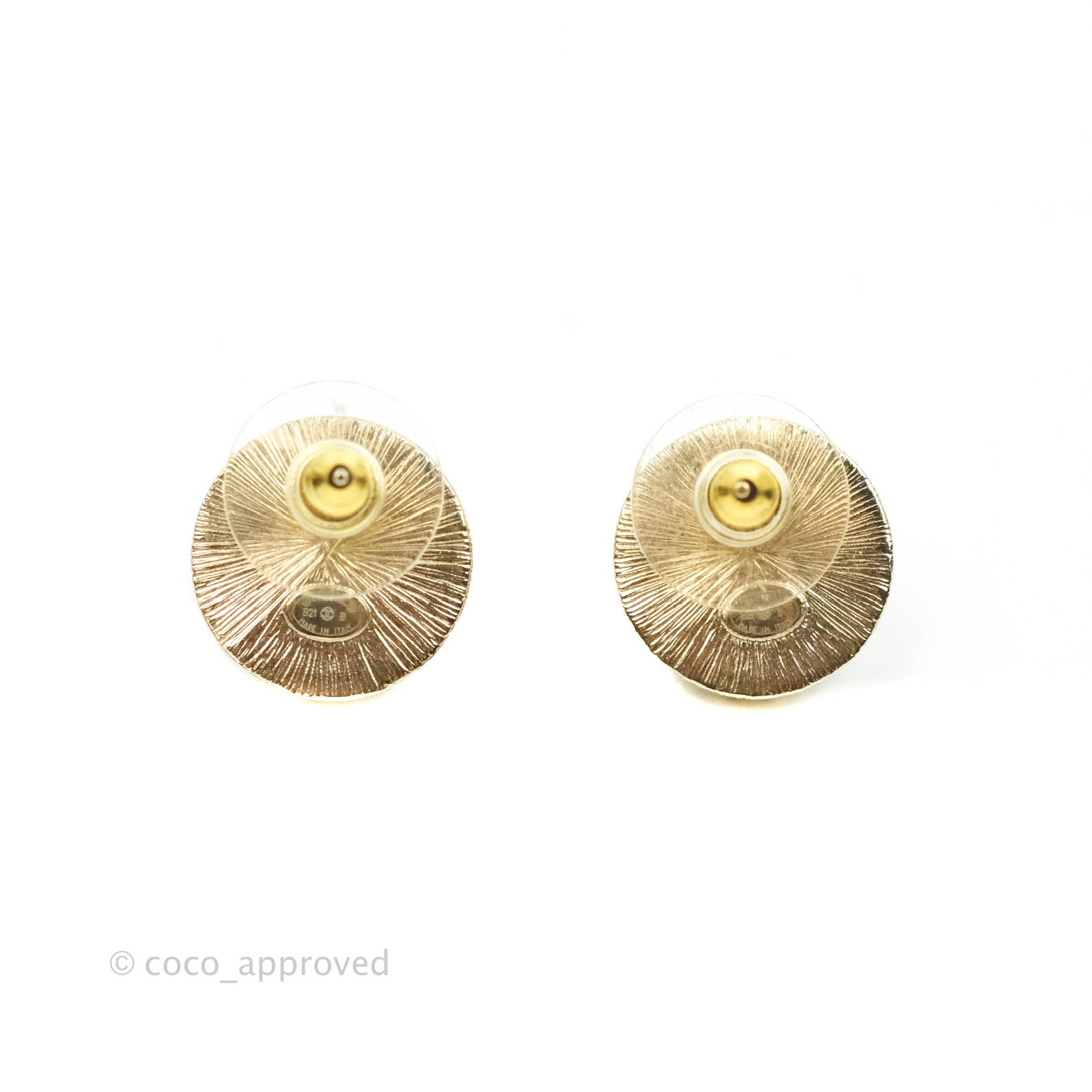 Chanel CC Pearl Crystal Round Earrings in Gold Tone - Elegant Luxury Jewelry for Women, Perfect for Parties, Weddings & Special Occasions