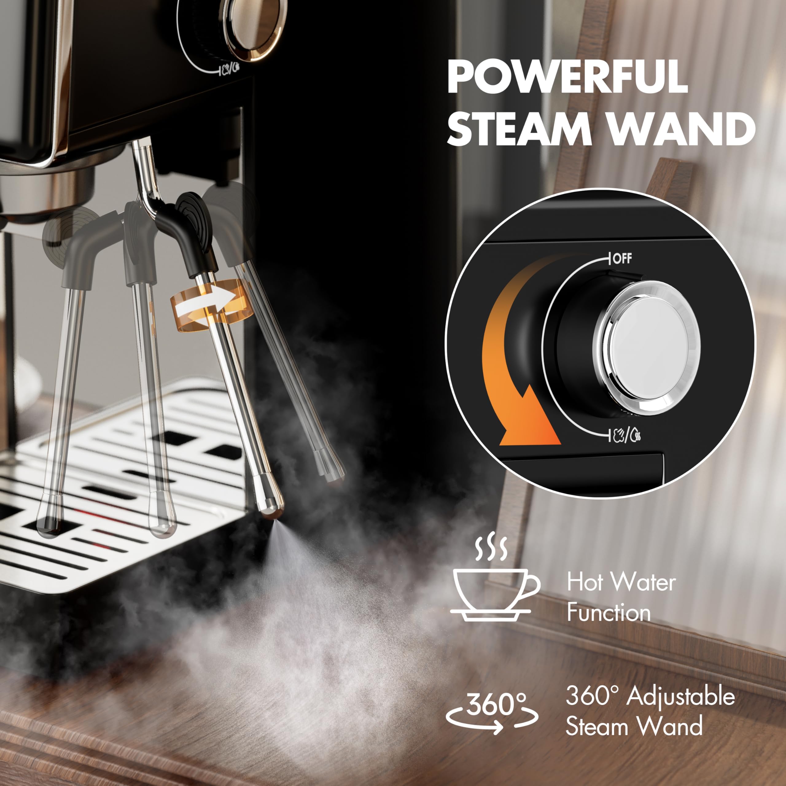 **15 Bar Compact Espresso Machine with Milk Frother - Stainless Steel Coffee Maker for Latte & Cappuccino - Perfect for Home Baristas & Coffee Lovers**    *(Use Cases: Ideal for home kitchens, small offices, or as a gift for coffee enthusiasts who enjoy café-quality espresso, lattes, and cappuccinos.)*