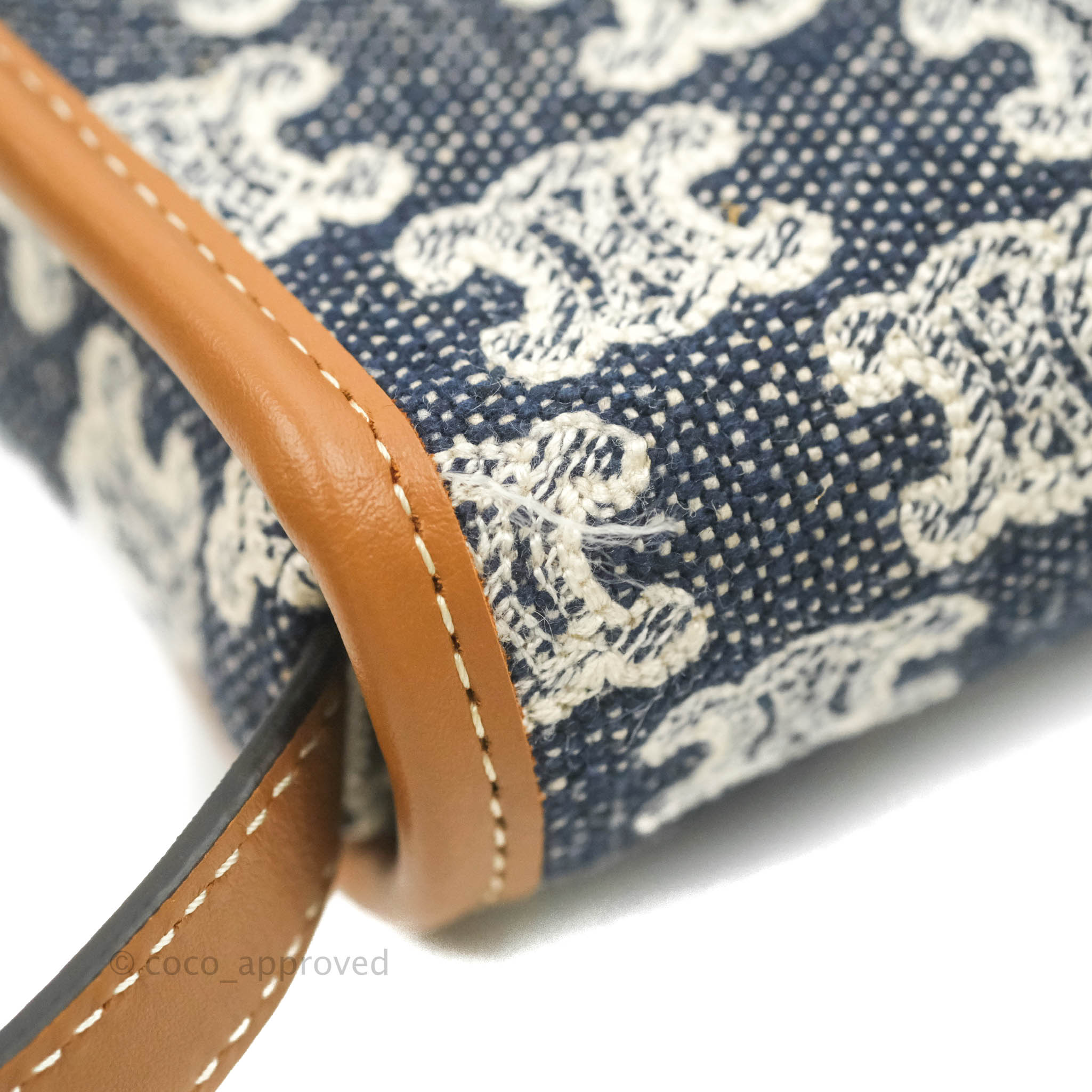 Celine Mini Besace Bag in Navy Textile with Triomphe Embroidery Calfskin Leather - Stylish Crossbody Purse for Women, Perfect for Work, Travel & Everyday Use