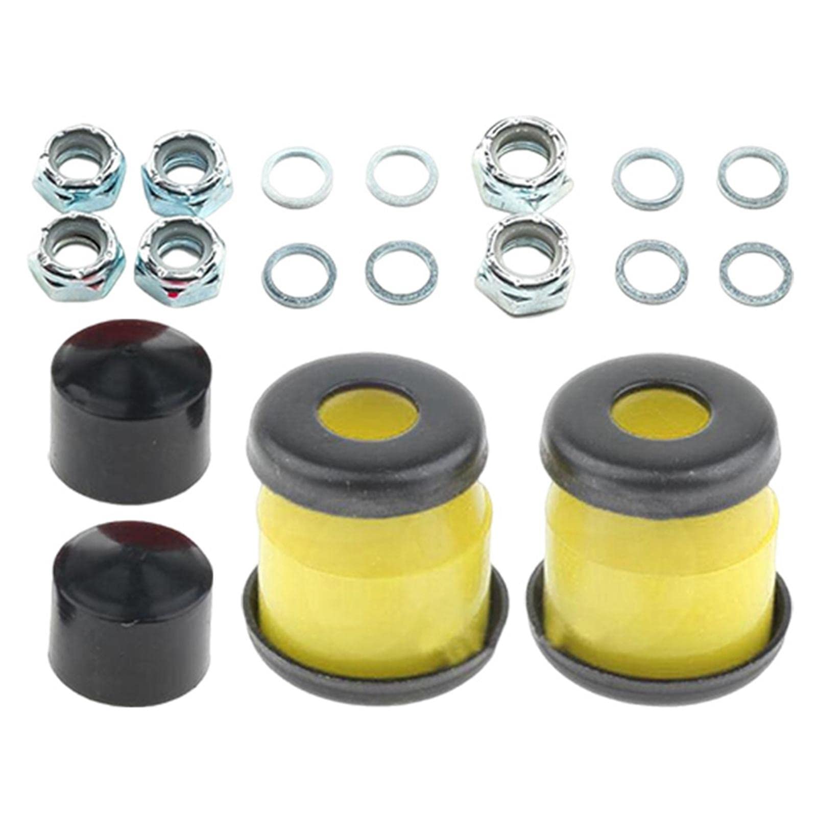 Shamjina Skateboard Truck Nuts & Cup Washer Replacement Kit - Durable Upper/Lower Bushing Washers Hardware Set for Skateboards & Longboards (Yellow) - Perfect for Skateboard Maintenance & DIY Repairs
