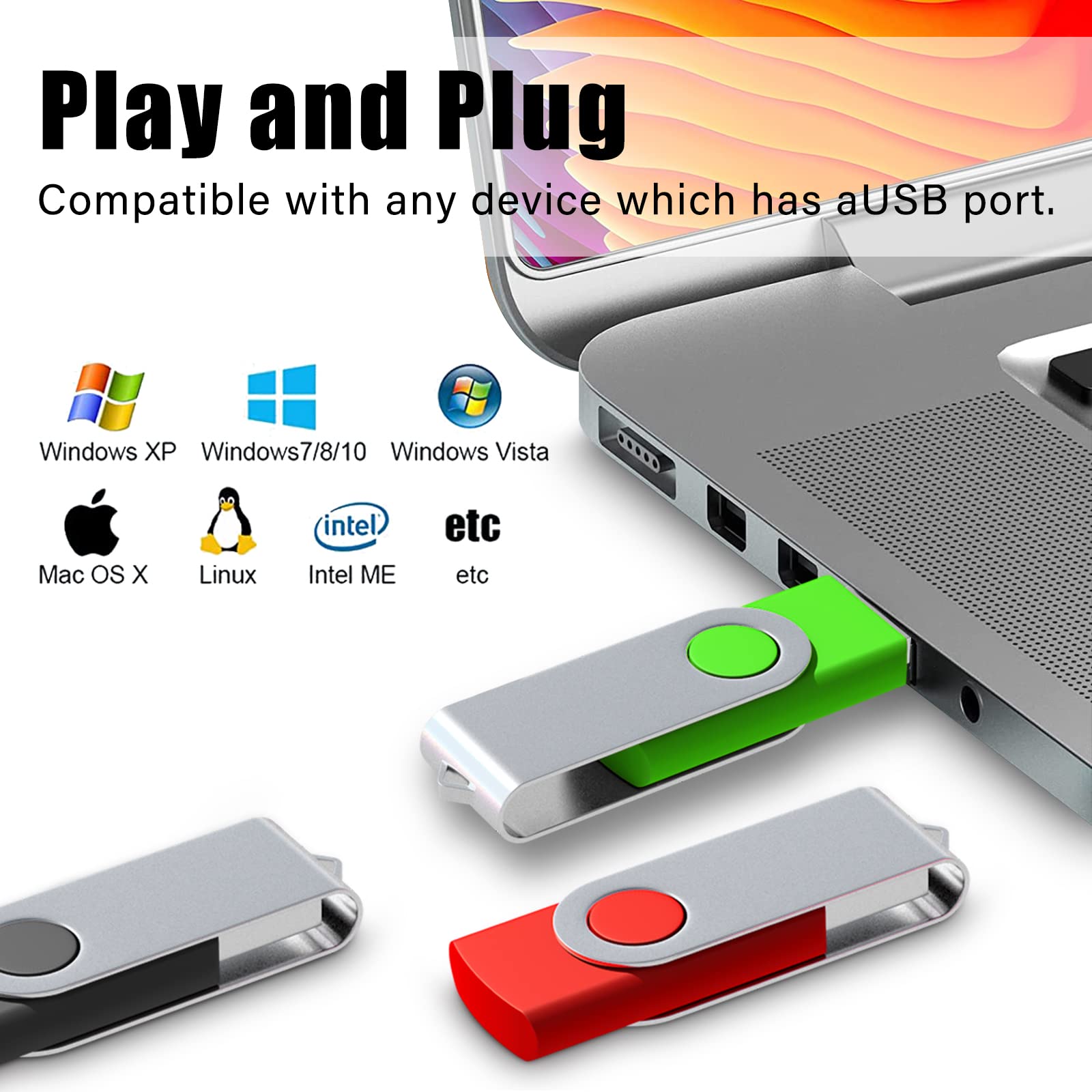 EASTBULL 8GB USB Flash Drive 20Pack - Bulk USB 2.0 Memory Sticks for Office & School