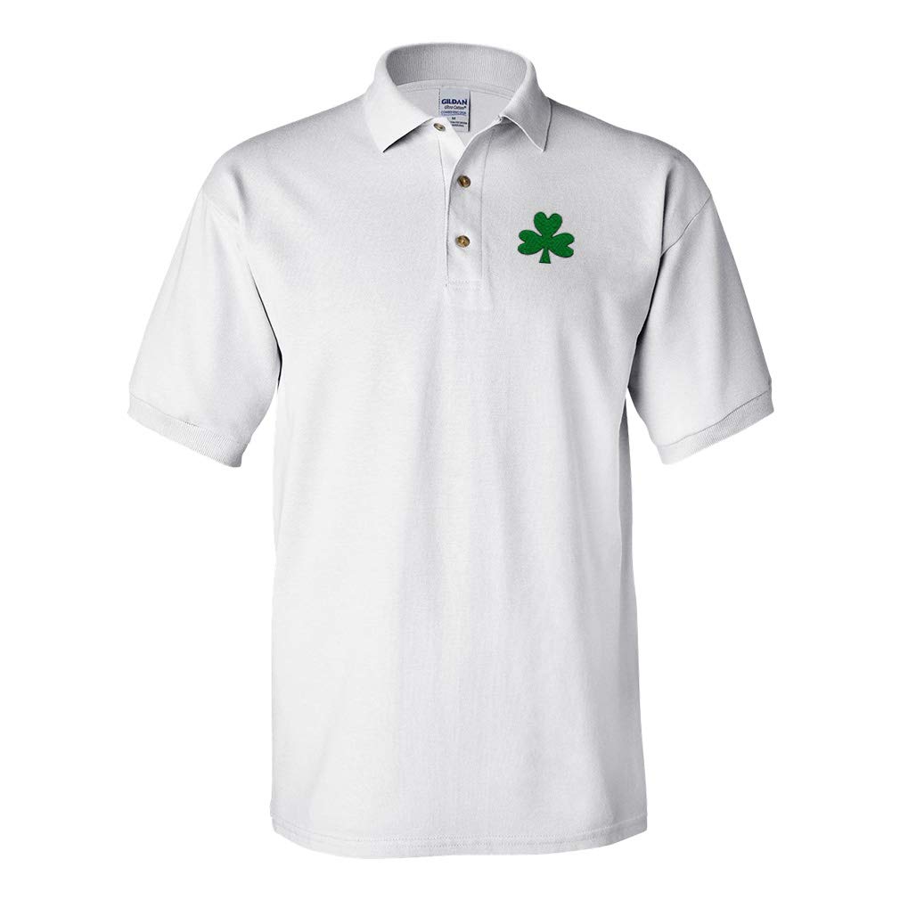 Custom Men's Polo Shirts with Shamrock Embroidery - 100% Cotton Short Sleeve Golf Shirts for Men - Breathable & Comfortable for Golf, Casual Wear & Office