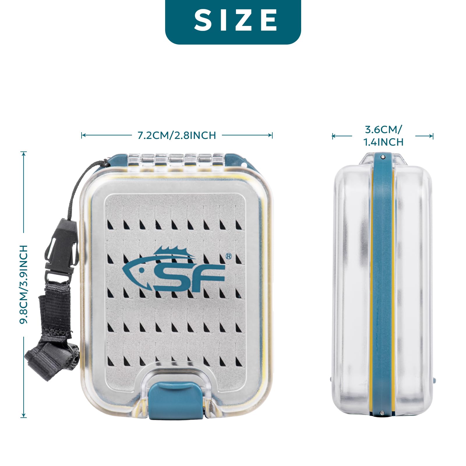 Waterproof Fly Fishing Box with Clear Lid & Foam Insert - Double-Sided Mini Tackle Box for Flies, Hooks & Lures - Portable with Lanyard & Easy Grip for Stream, Lake & Saltwater Fishing