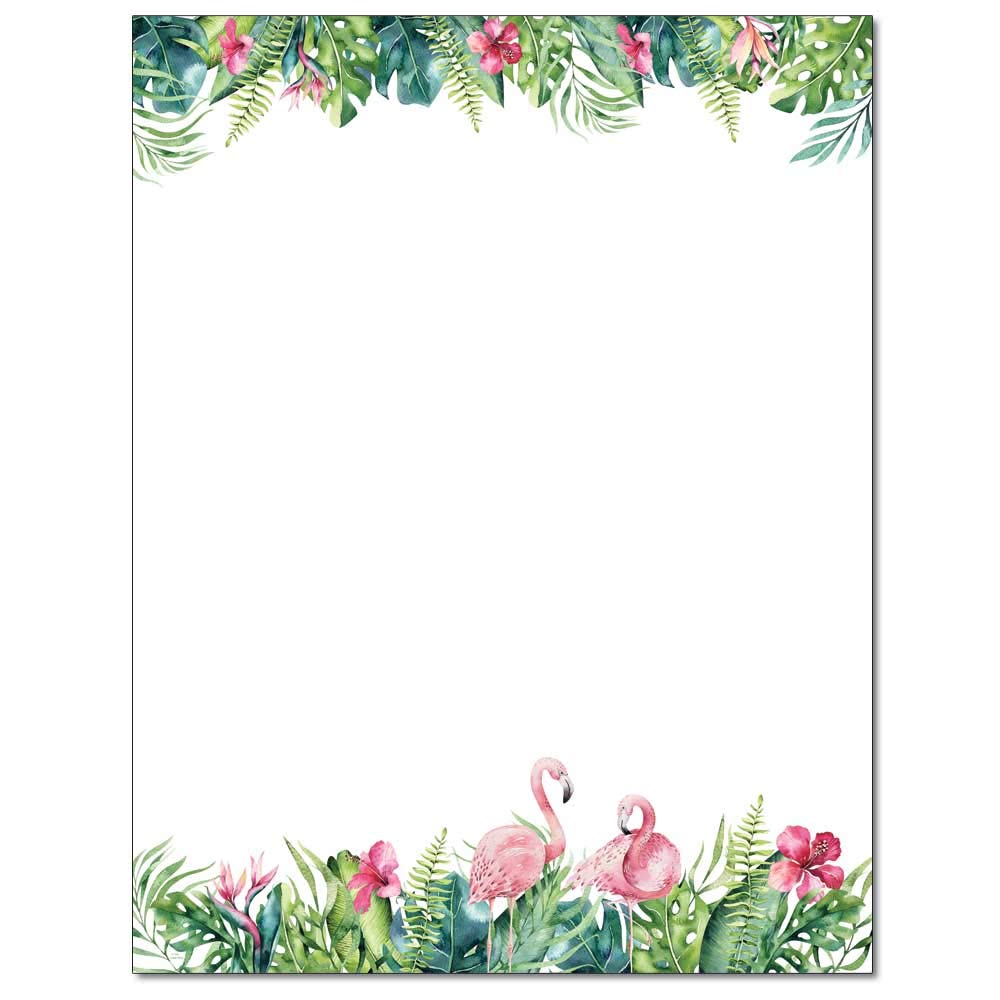 Premium Tropical Flamingo Design Letterhead Paper - 100 Sheets for Laser & Inkjet Printers - Perfect for Summer Party Invitations, Themed Events & Tropical Decorations