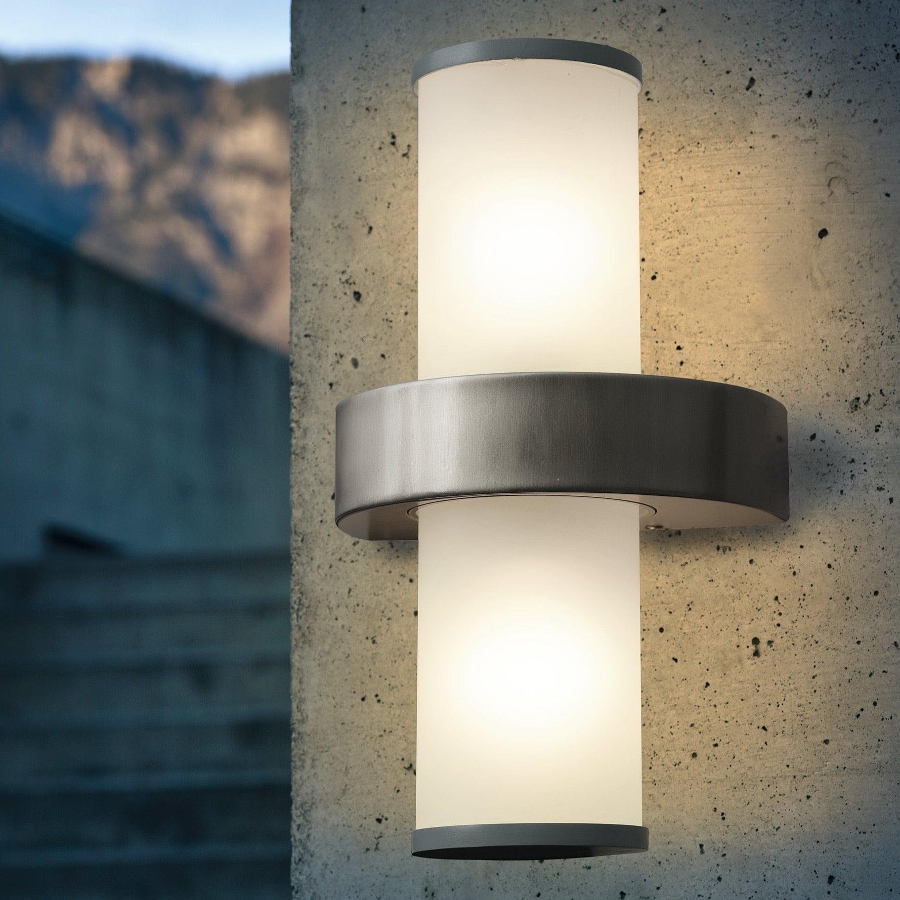 Eglo Beverly Stainless Steel White Glass IP44 Outdoor Wall Light - Weatherproof Exterior Lighting for Patio, Garden, Porch & Entryway