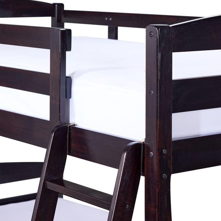 Charlie Bunk Bed with Ladder - Dark Chocolate Finish - Space Saving Kids Bedroom Furniture for Siblings or Sleepovers