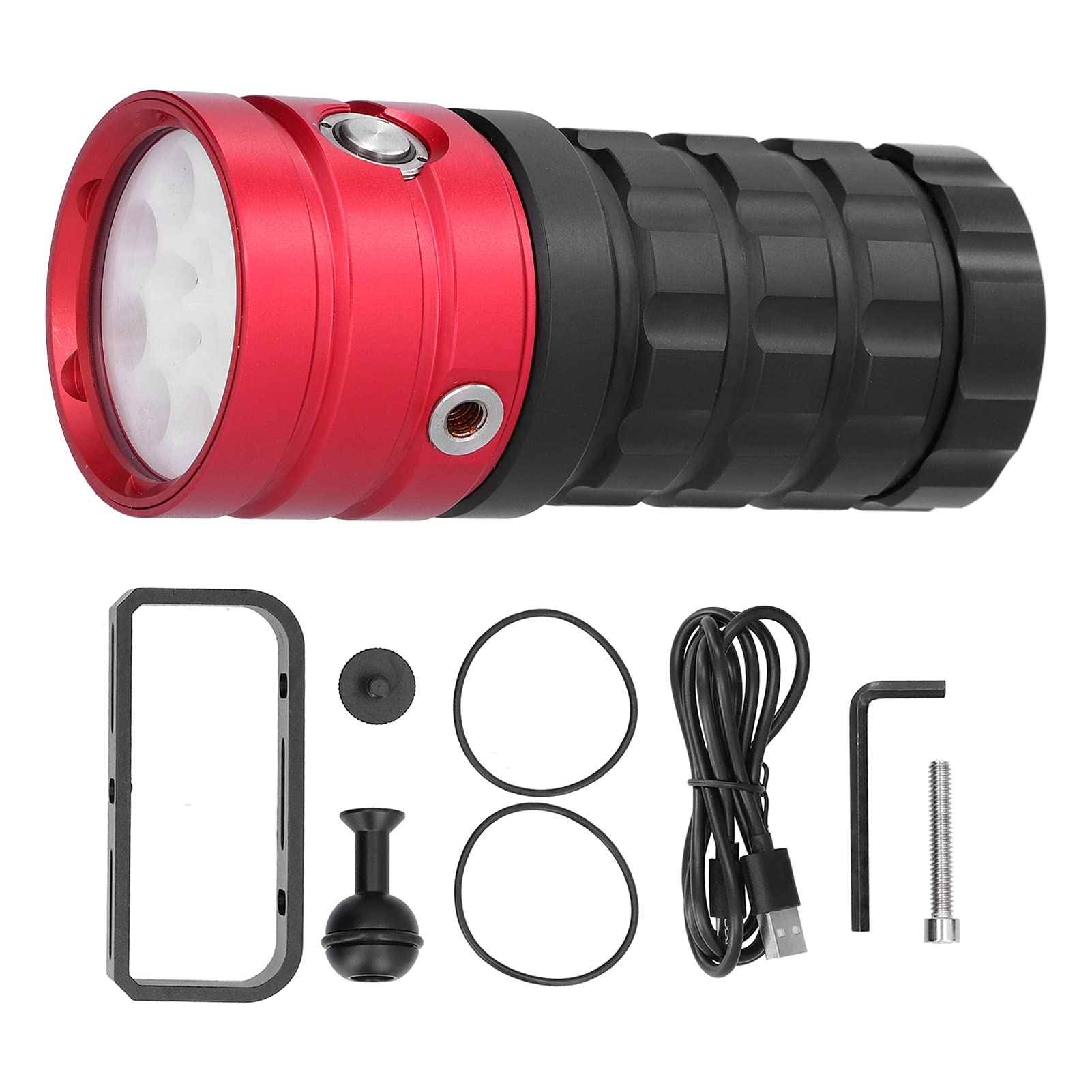 Professional 10000LM 12LED IP68 Waterproof Dive Light - Ultra Bright Underwater Flashlight for Night Diving, Caving, Fishing & Photography | Perfect for Marine Exploration & Low Visibility Conditions (Red)