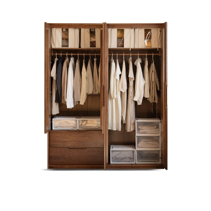 Solid Black Walnut Wood Large Wardrobe - Spacious Closet Organizer for Bedroom, Walk-in Closet & Master Suite Storage