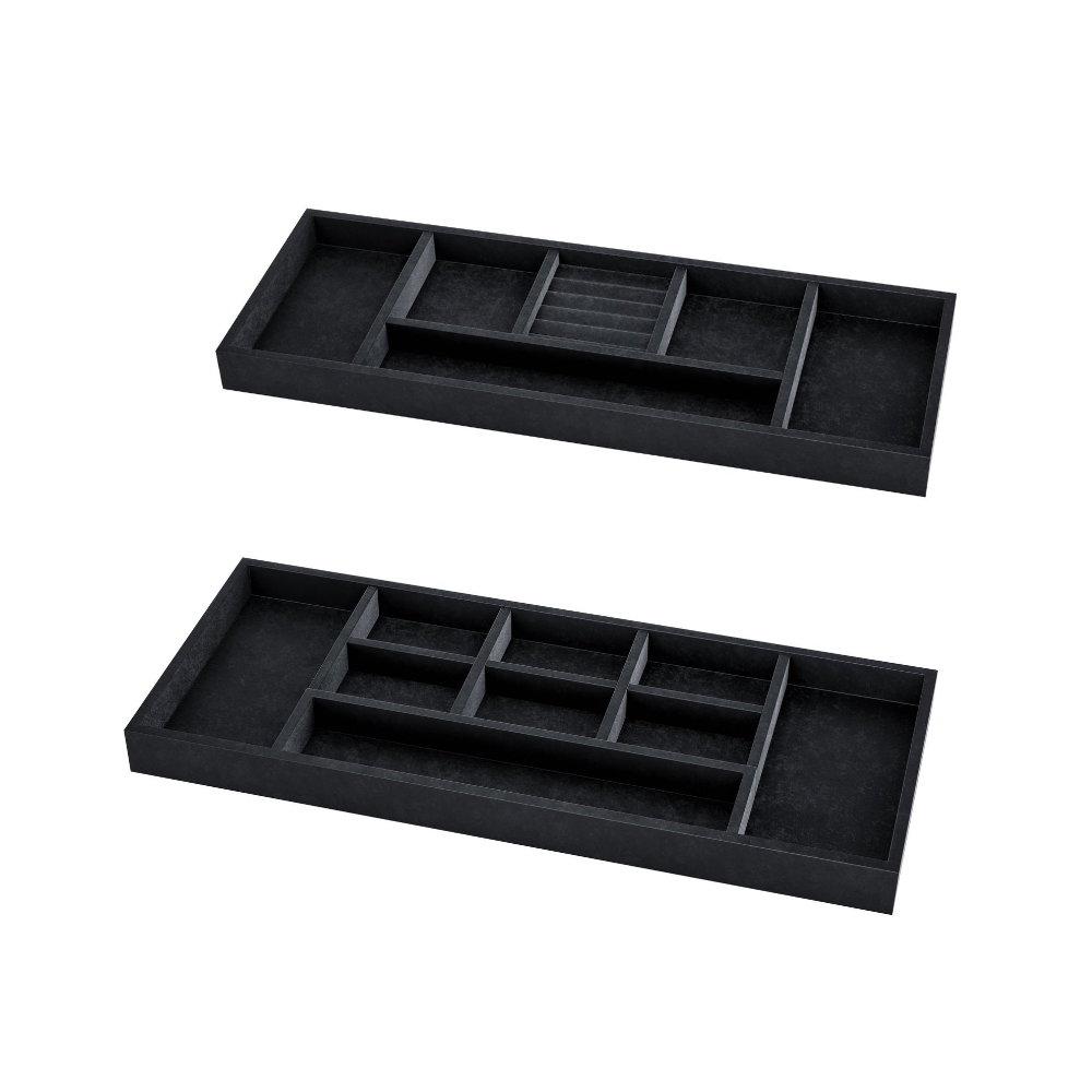 Elegant Jewelry Tray Set - 3-Piece Velvet Jewelry Organizer with Mirror for Necklaces, Rings & Earrings | Perfect for Vanity, Dresser, Travel & Gift Giving