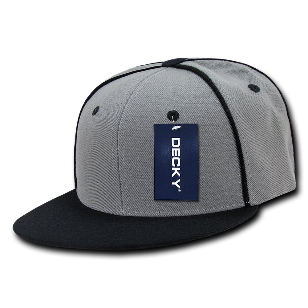 DECKY Piped Crown Snapback Hats for Men & Women - Adjustable Baseball Caps for Outdoor Sports, Casual Wear & Street Fashion