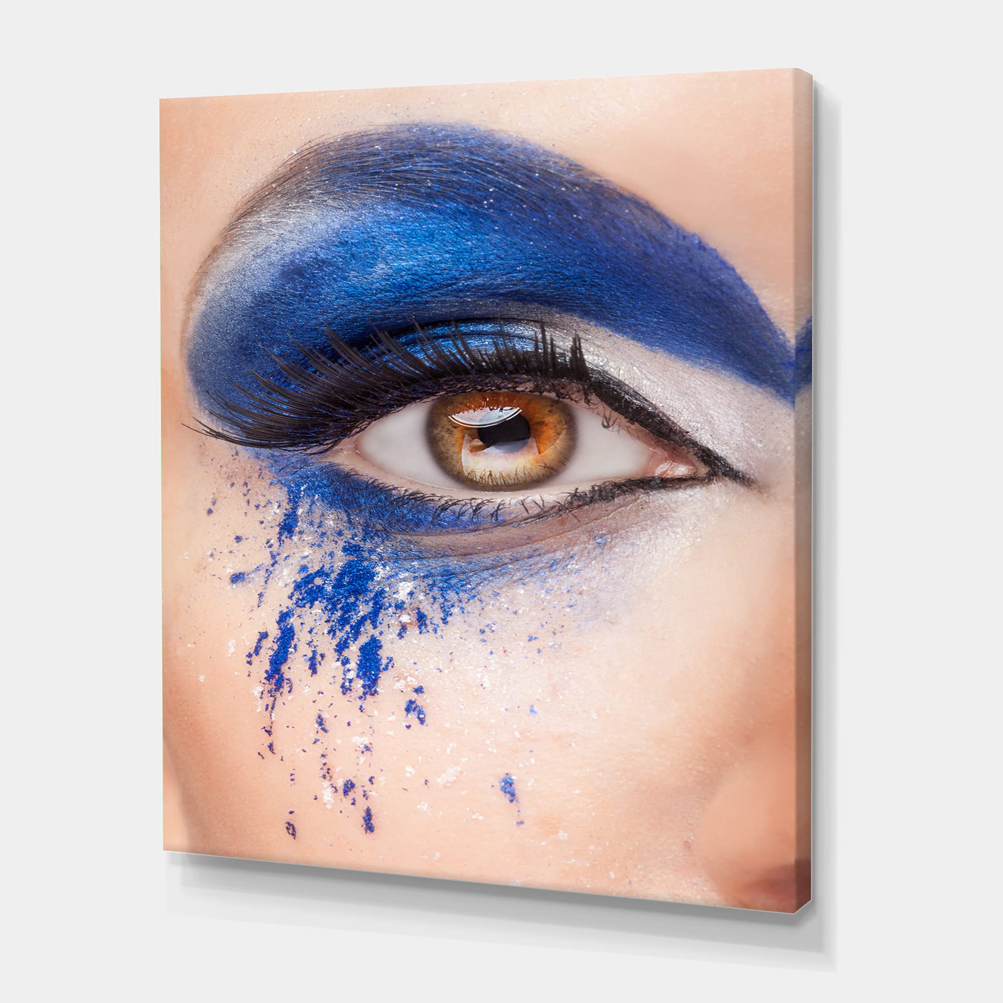 Blue Fantasy Eye Makeup Close-Up - Modern Canvas Wall Art for Living Room, Bedroom & Office Decor